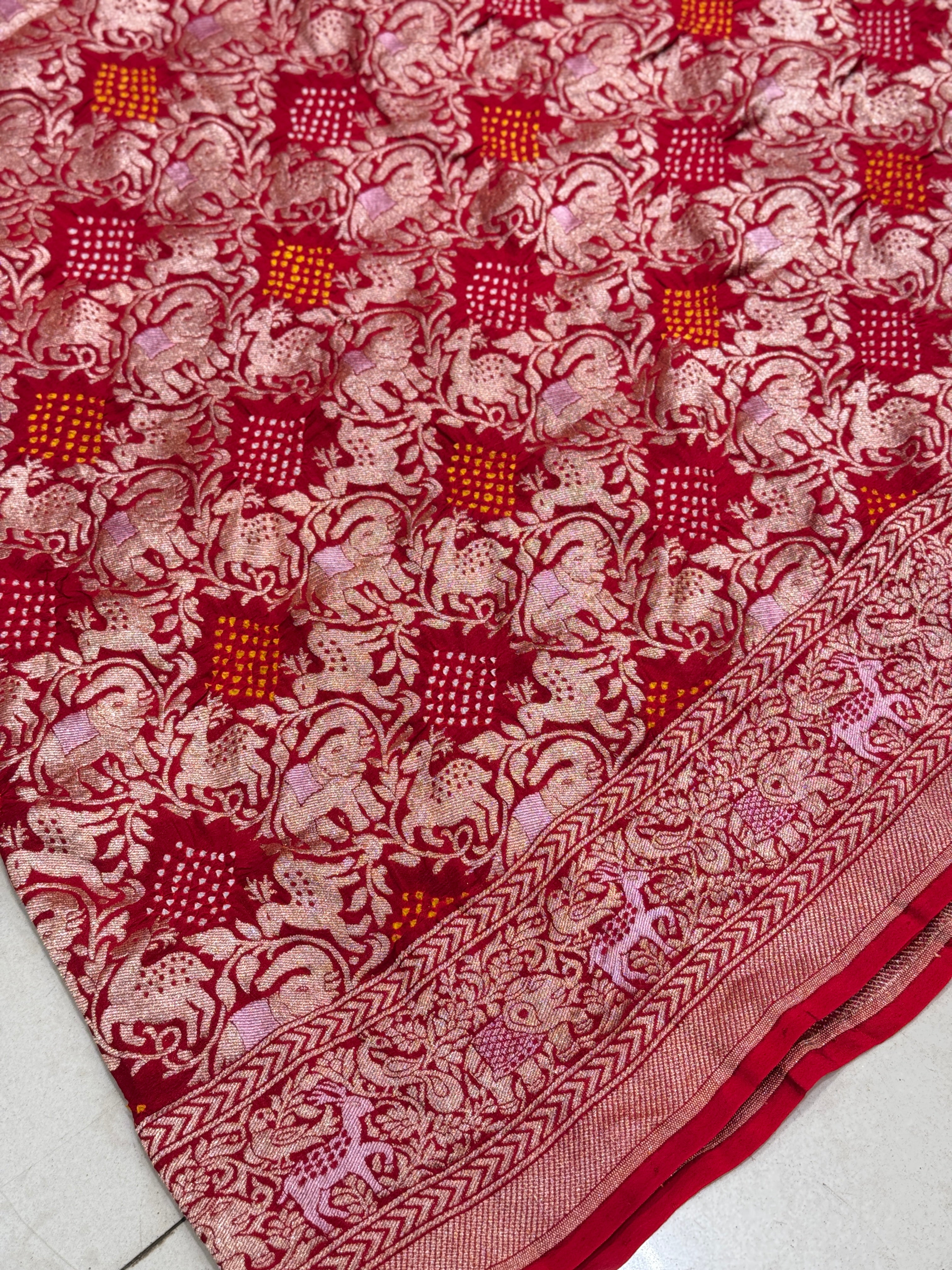 Red Sona Roopa Rai Bandhej Saree