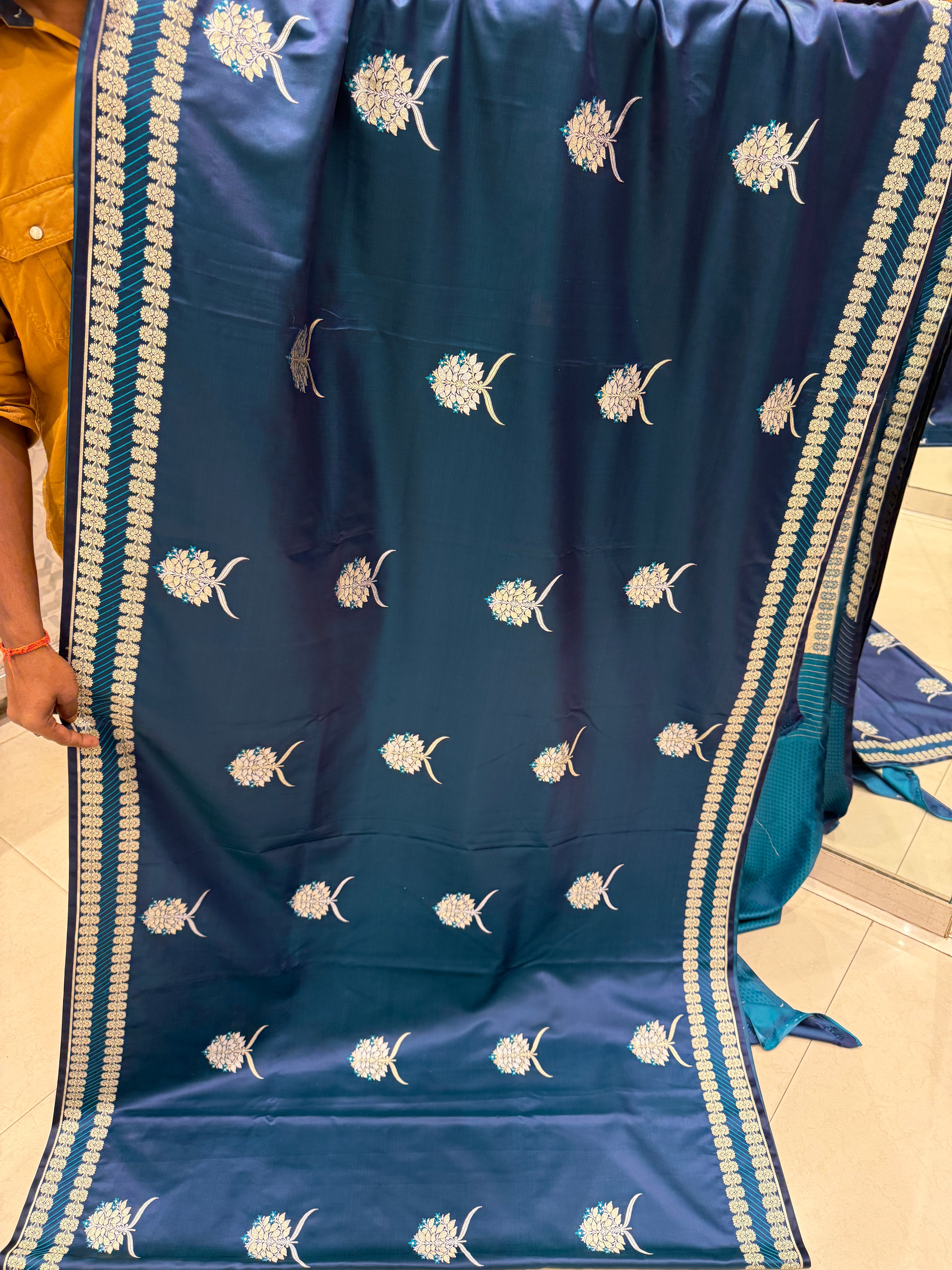 Blue Banarasi Big Sliver Butta Saree