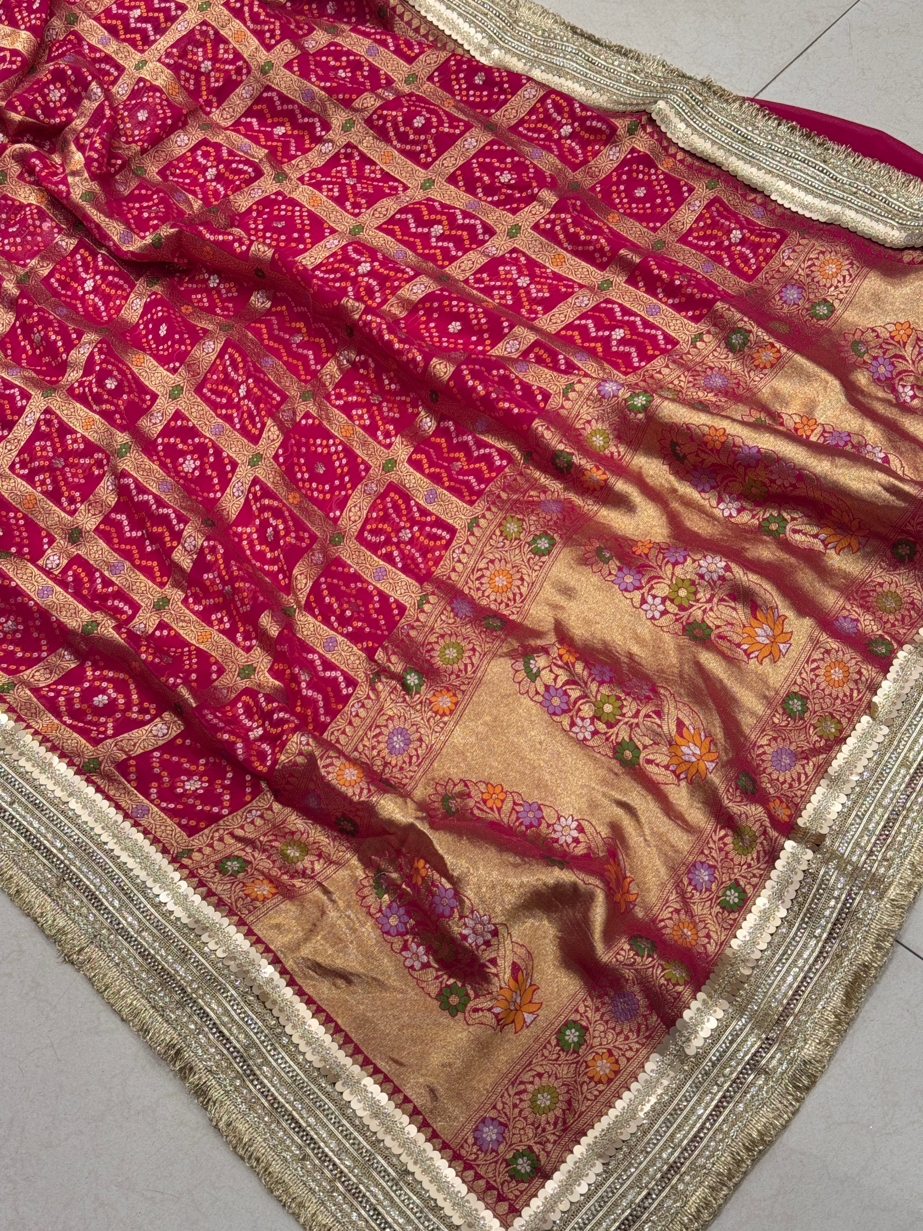 Rani Pink Gharchola Meenakari Maharani Style Saree