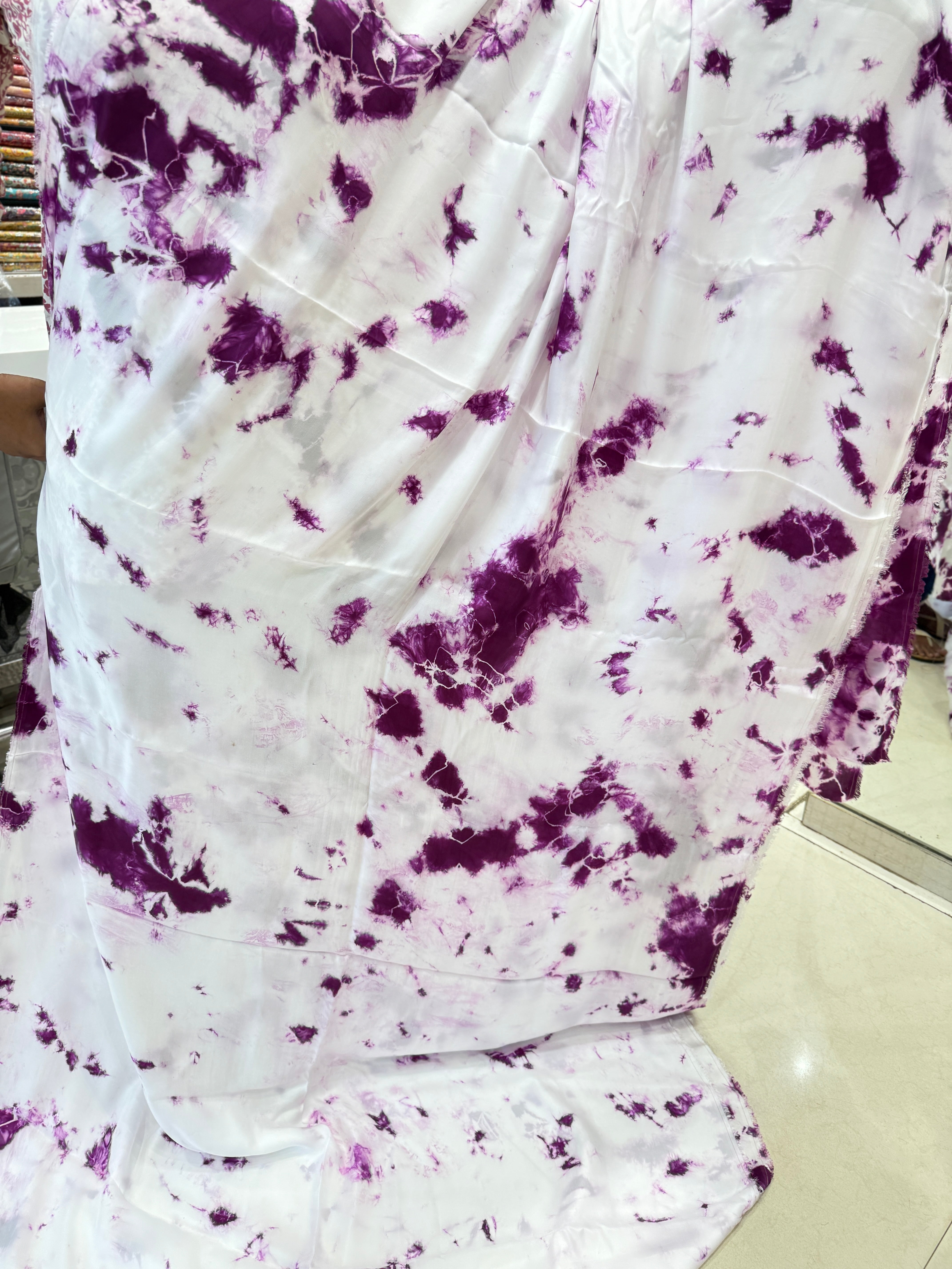 Satin Violet Resist Dye Saree