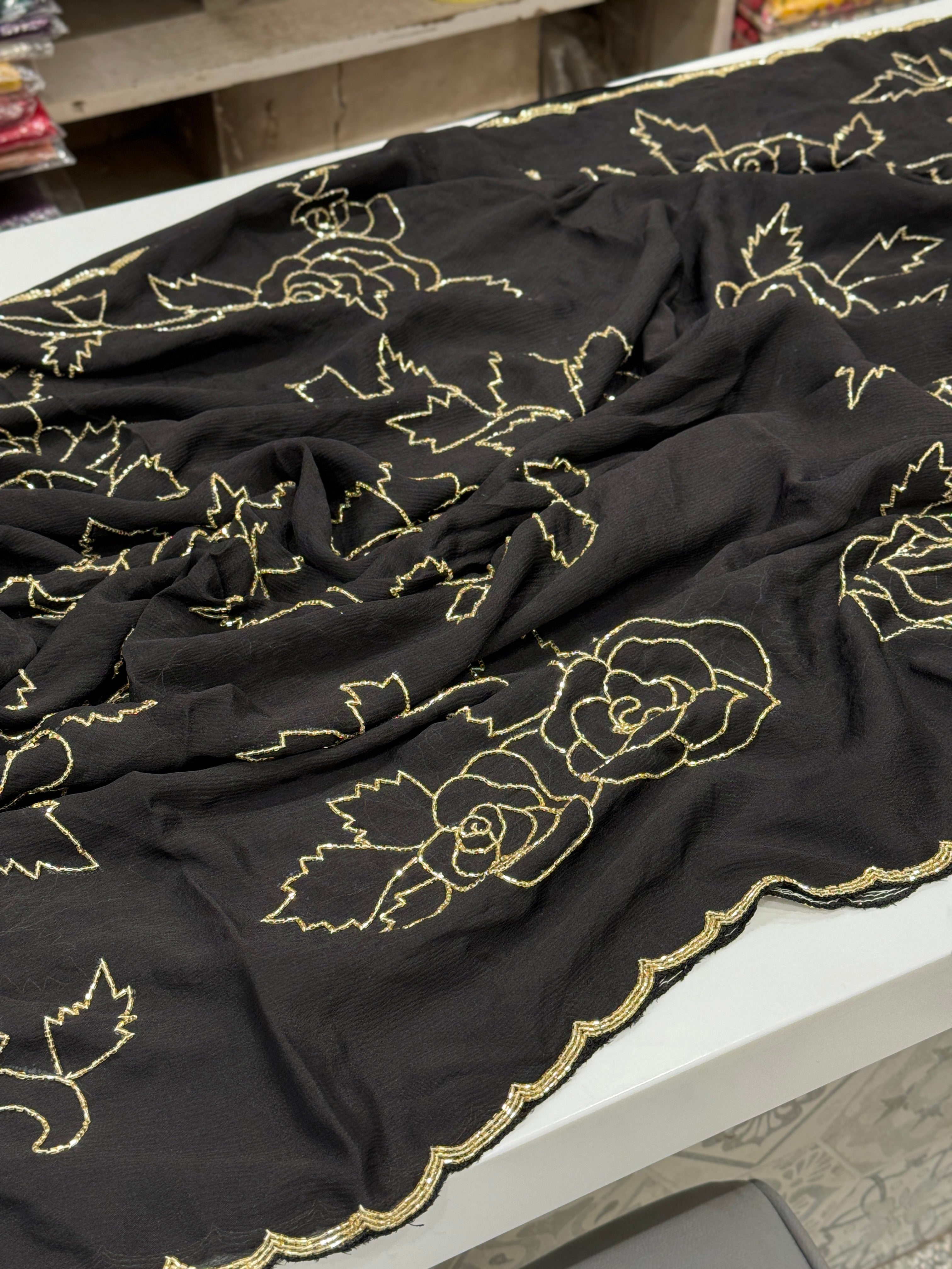 Black Chiffon Rose Edit Saree