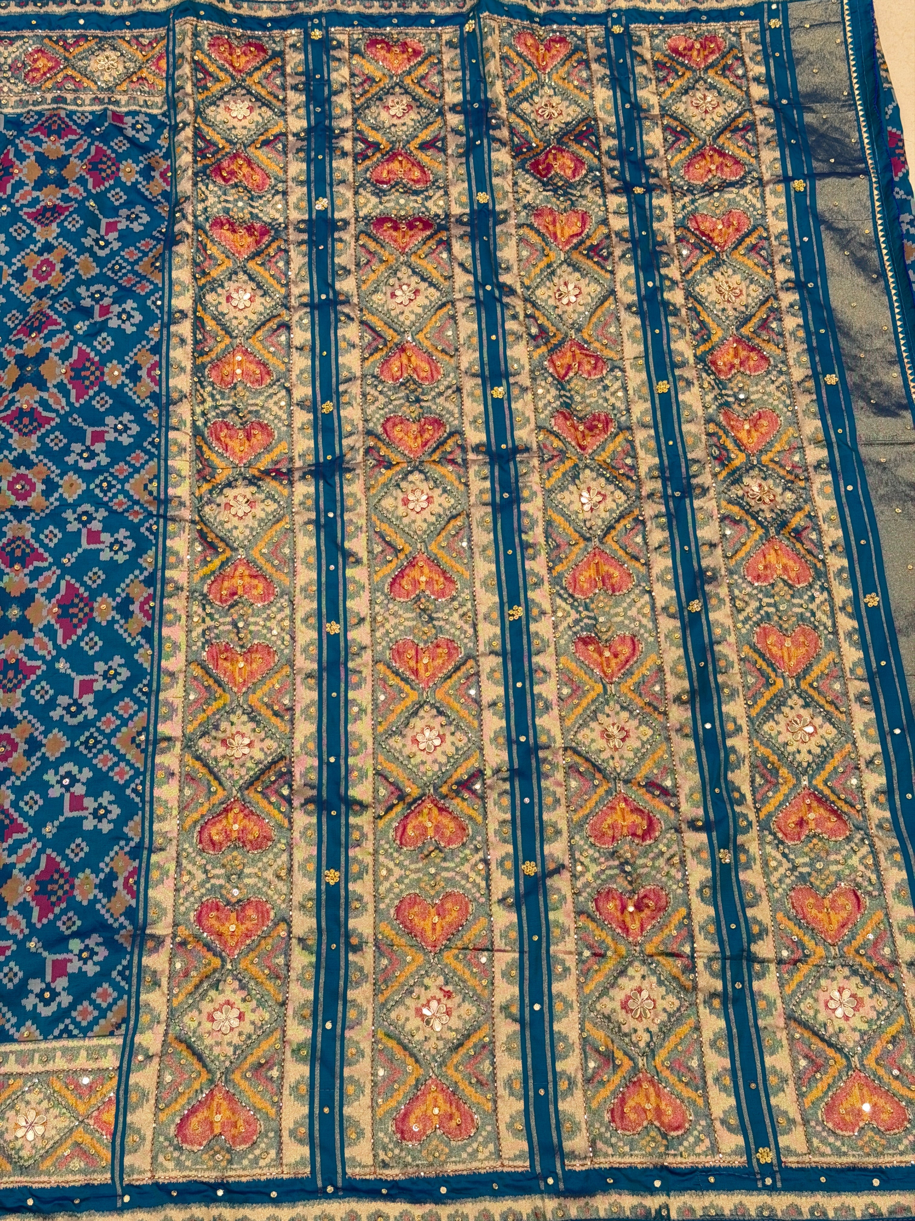Blue Manek Chowk Hand Embroidery Patola Saree