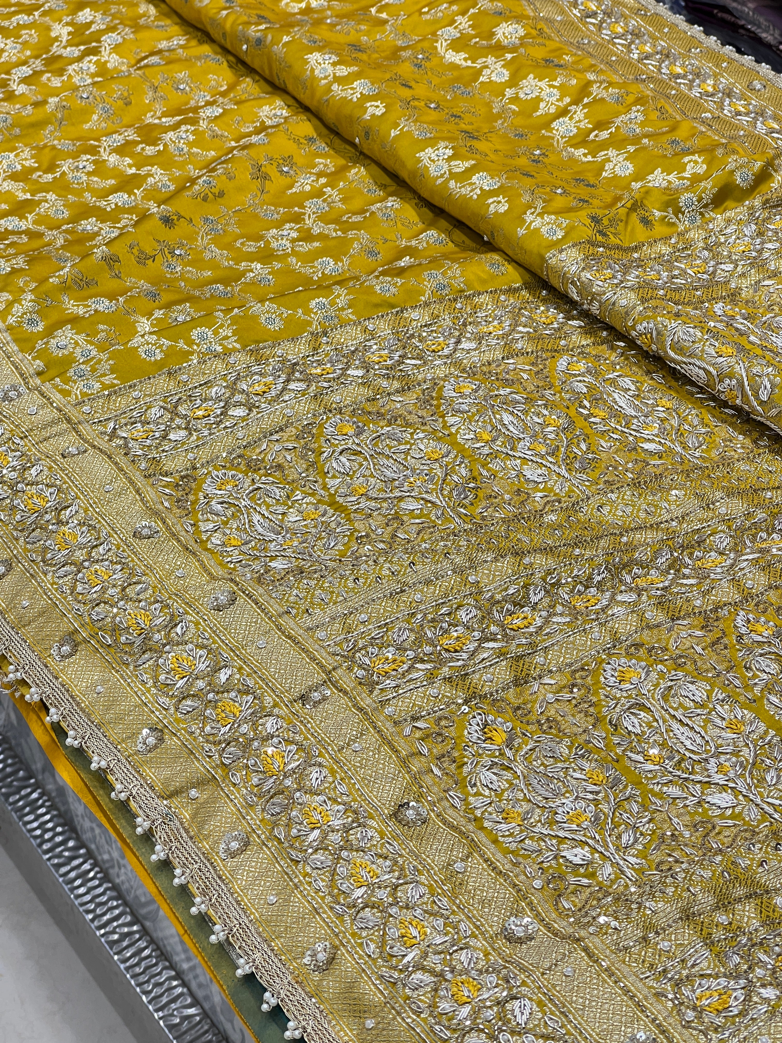 Chatni Colour Banarasi Silk Resham Embroidery Saree
