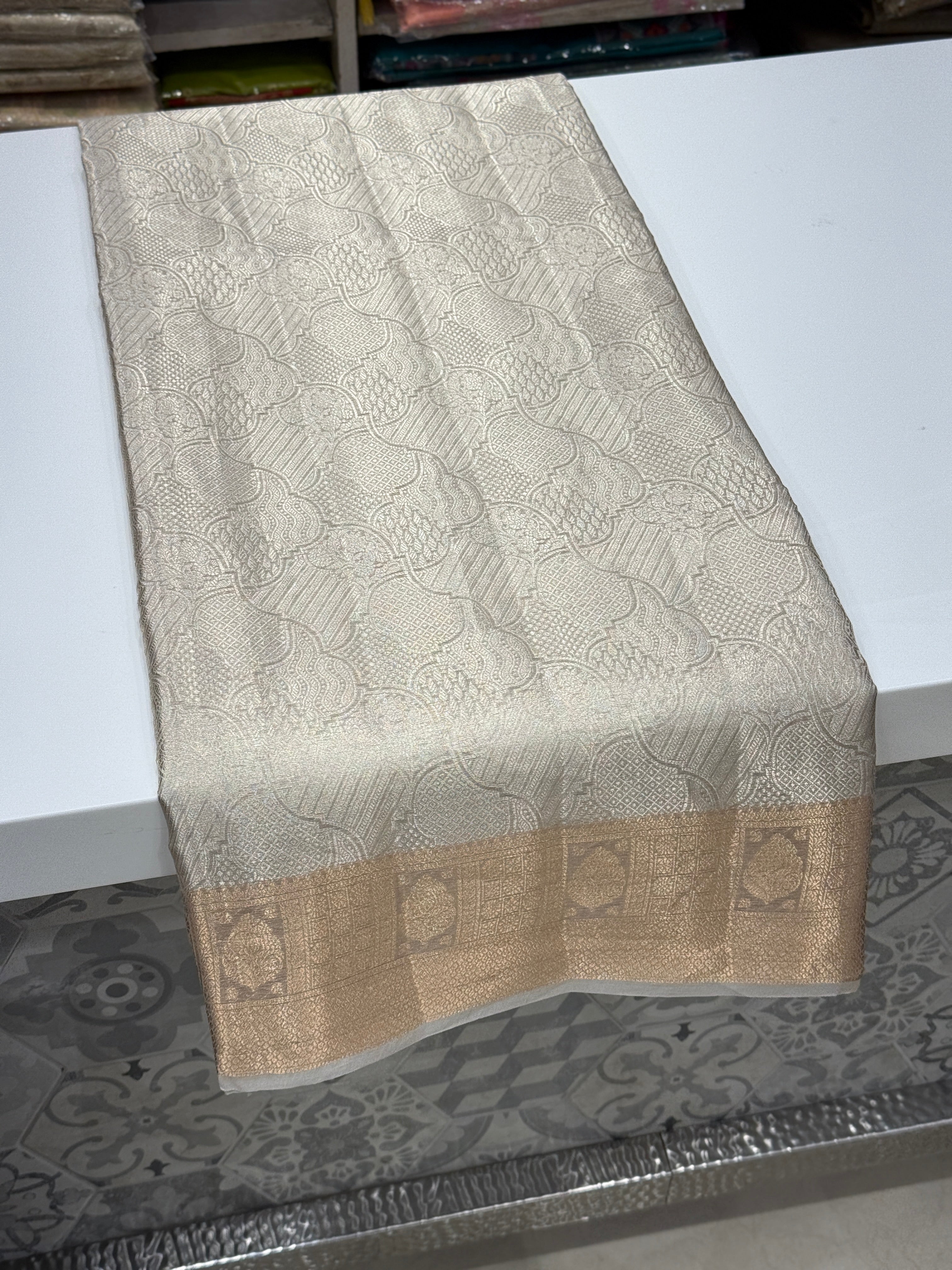 Silver Double Tissue Contemporary Banarasi Saree