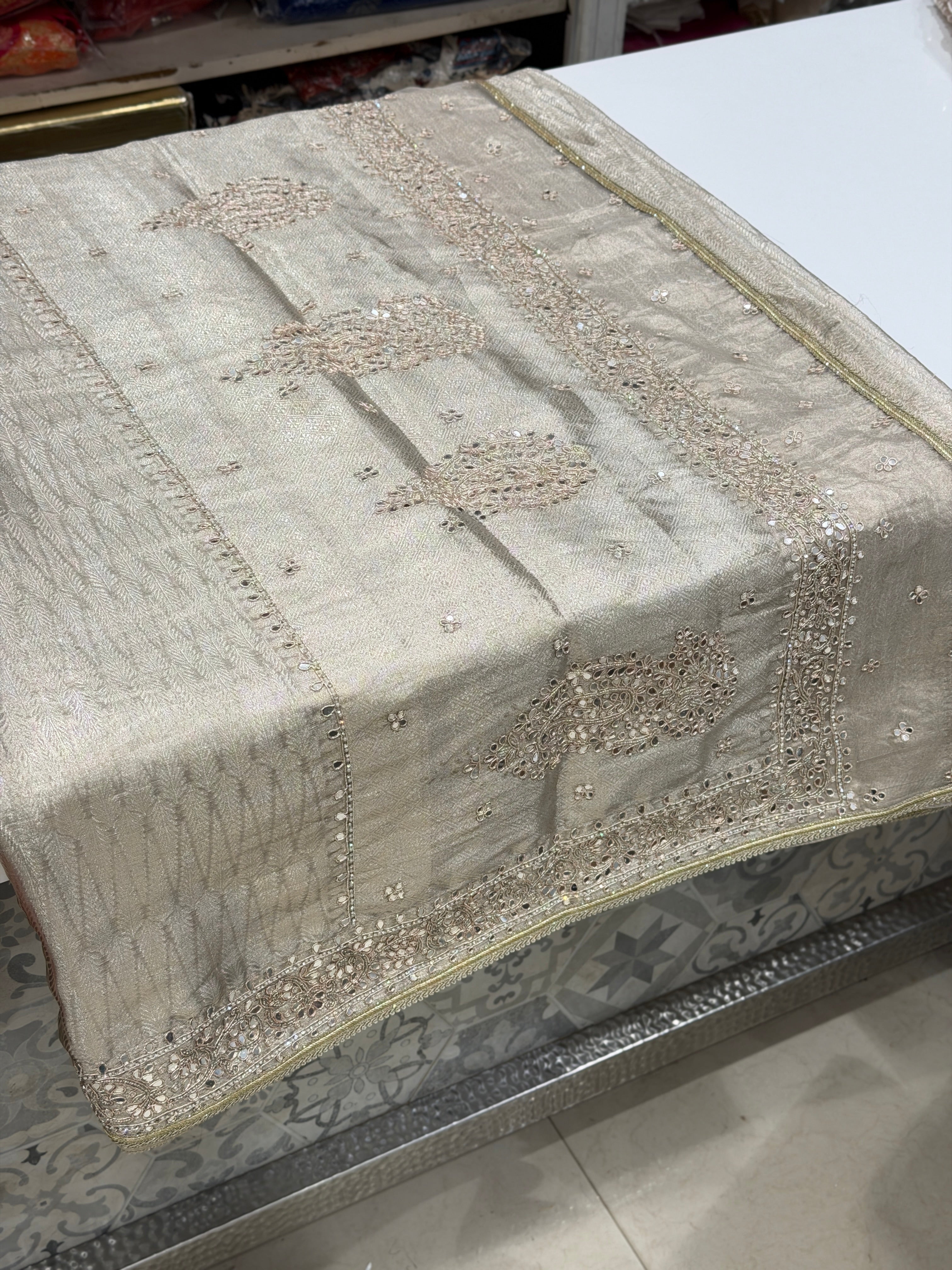 Silver Tissue Kanjivaram Contemporary Hand Embroidery Saree