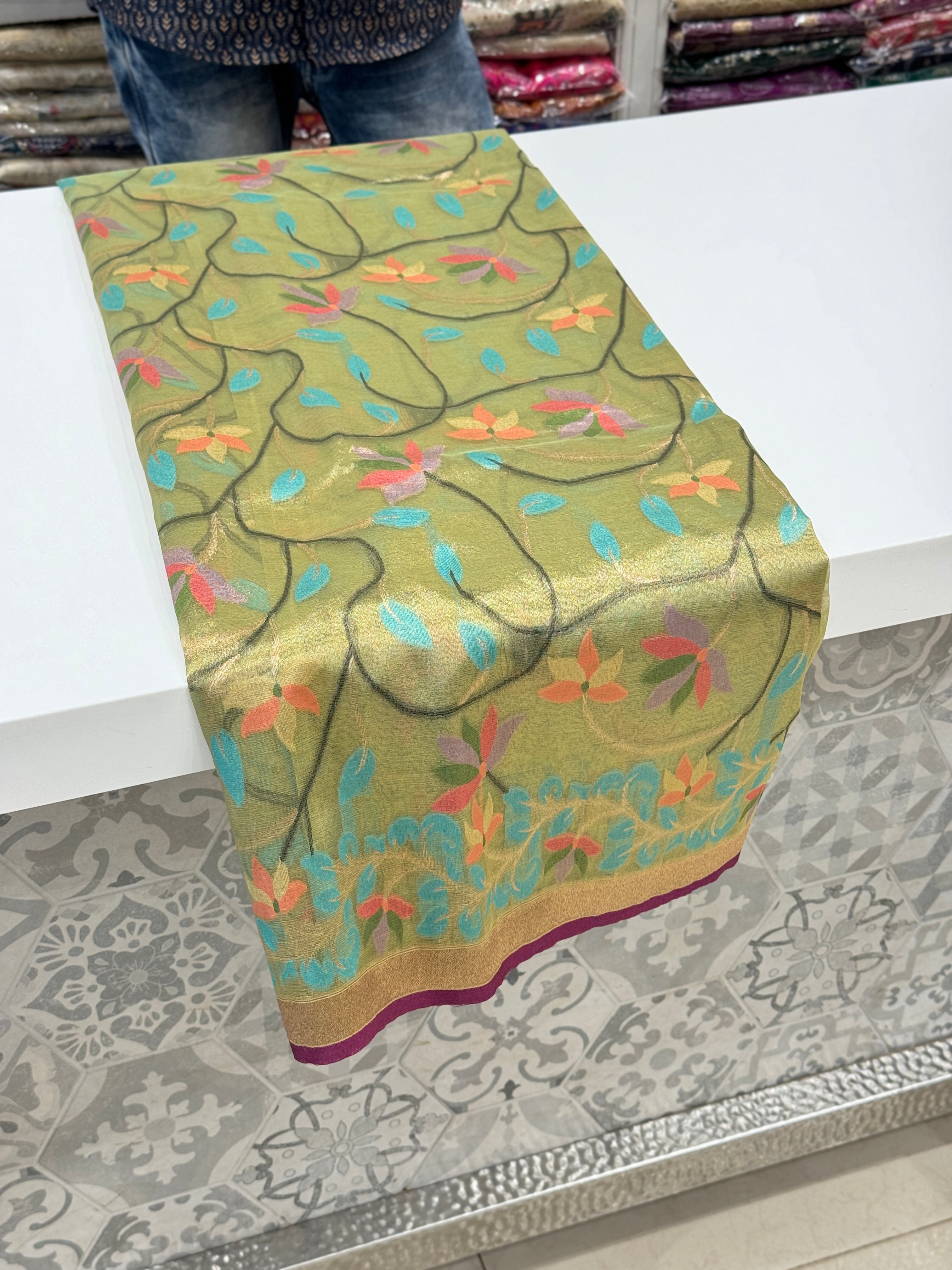 Green Tissue Paithani Duck Pallu Saree