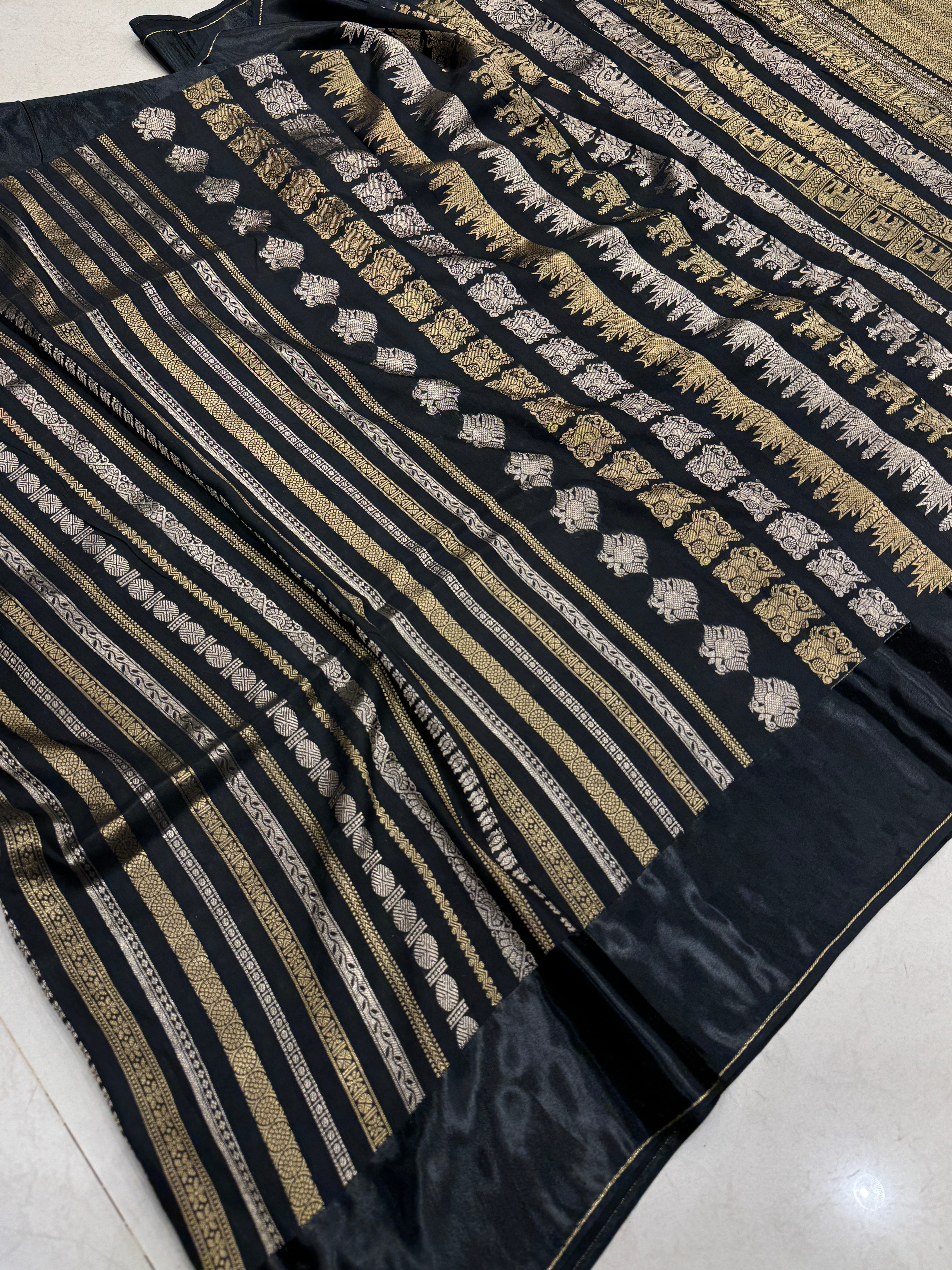 Nita Ambani Inspired Black Contemporary Banarasi Saree