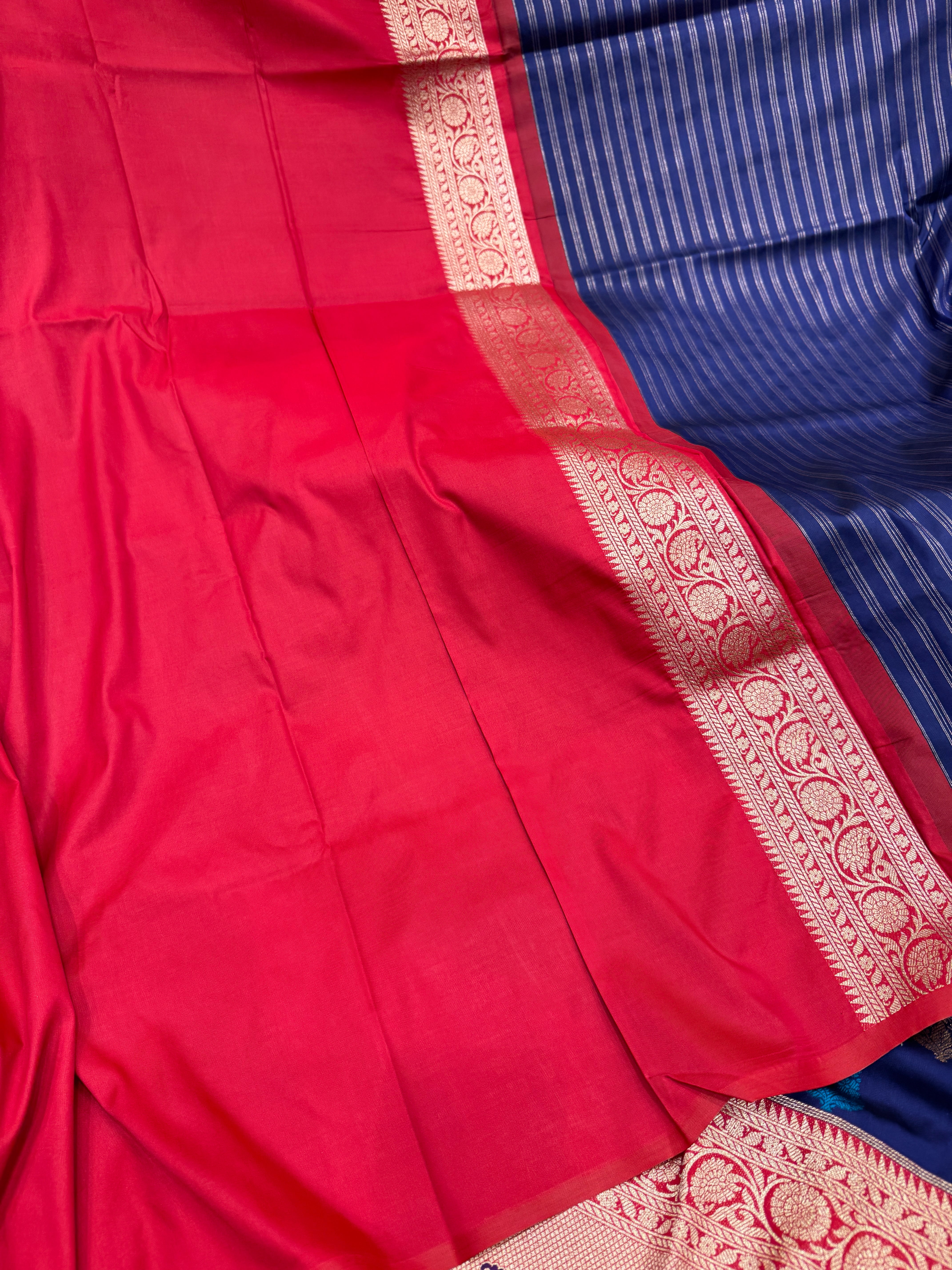 Blue Sunflower Butta Banarasi Silk Saree