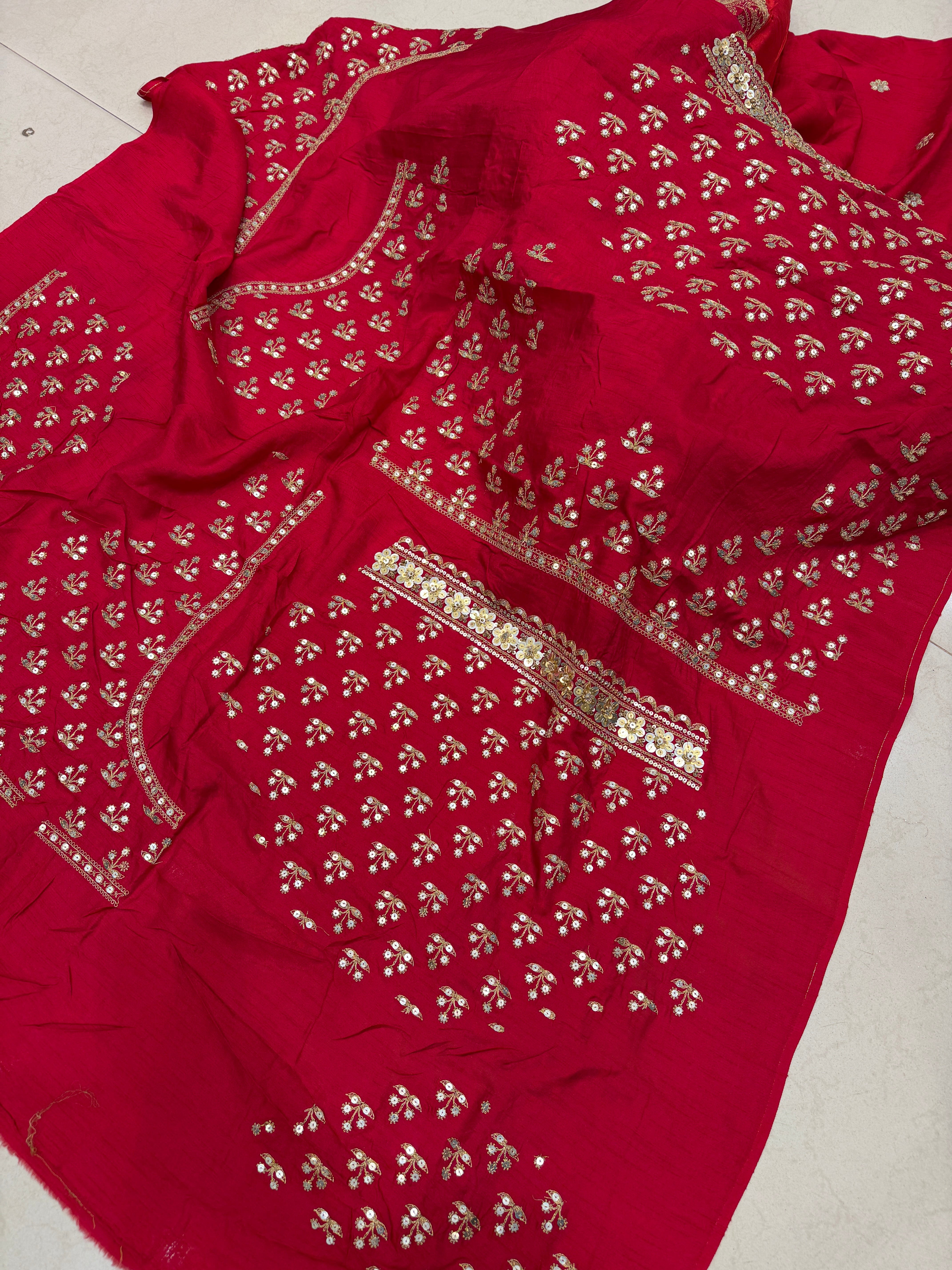 Red Sabyasachi Inspired Marodi Embroidery Pure Silk Saree jaal pallu Saree