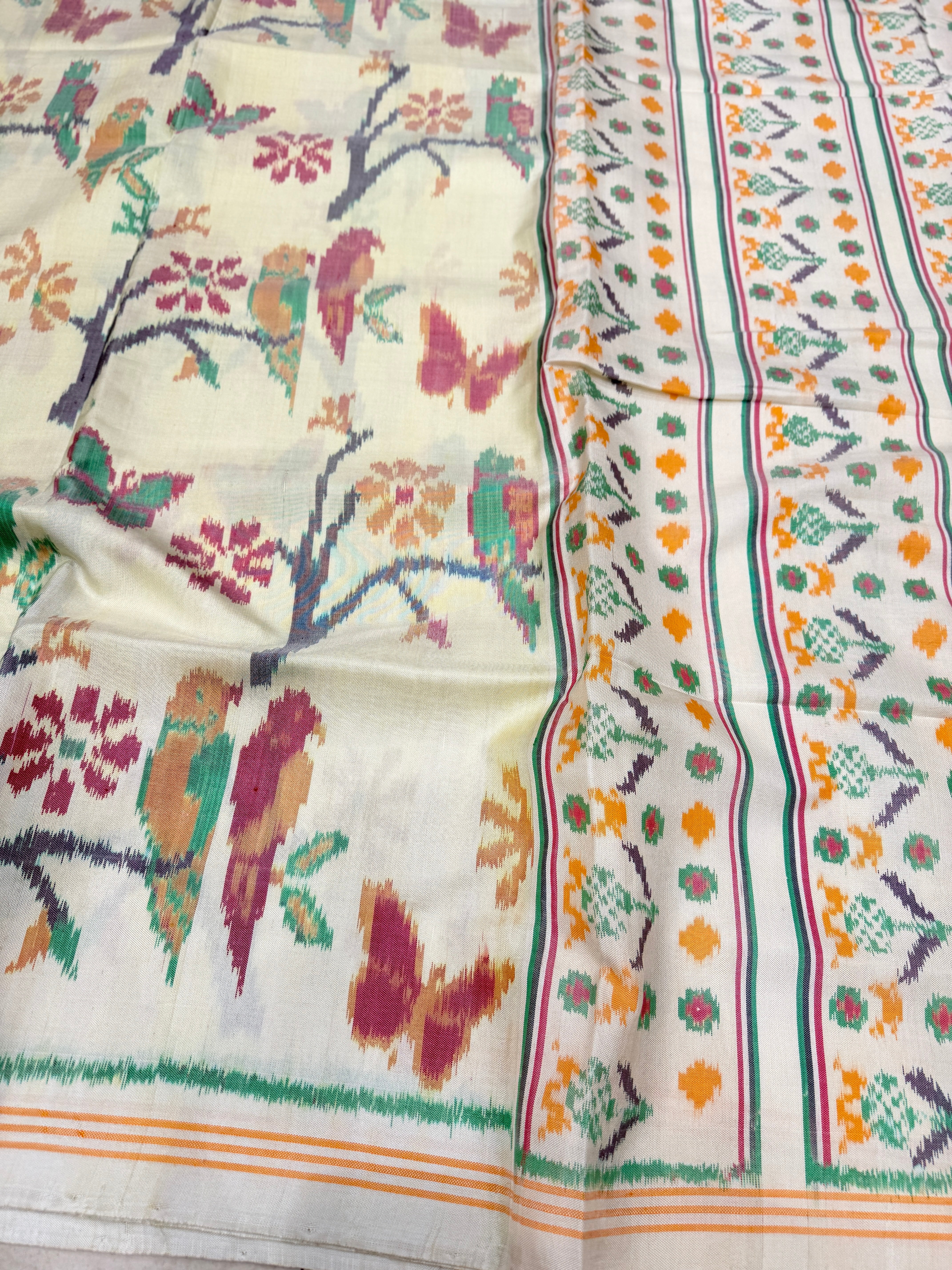 Contemporary Parrot Patan Handloom Ikat Patola Silk Saree