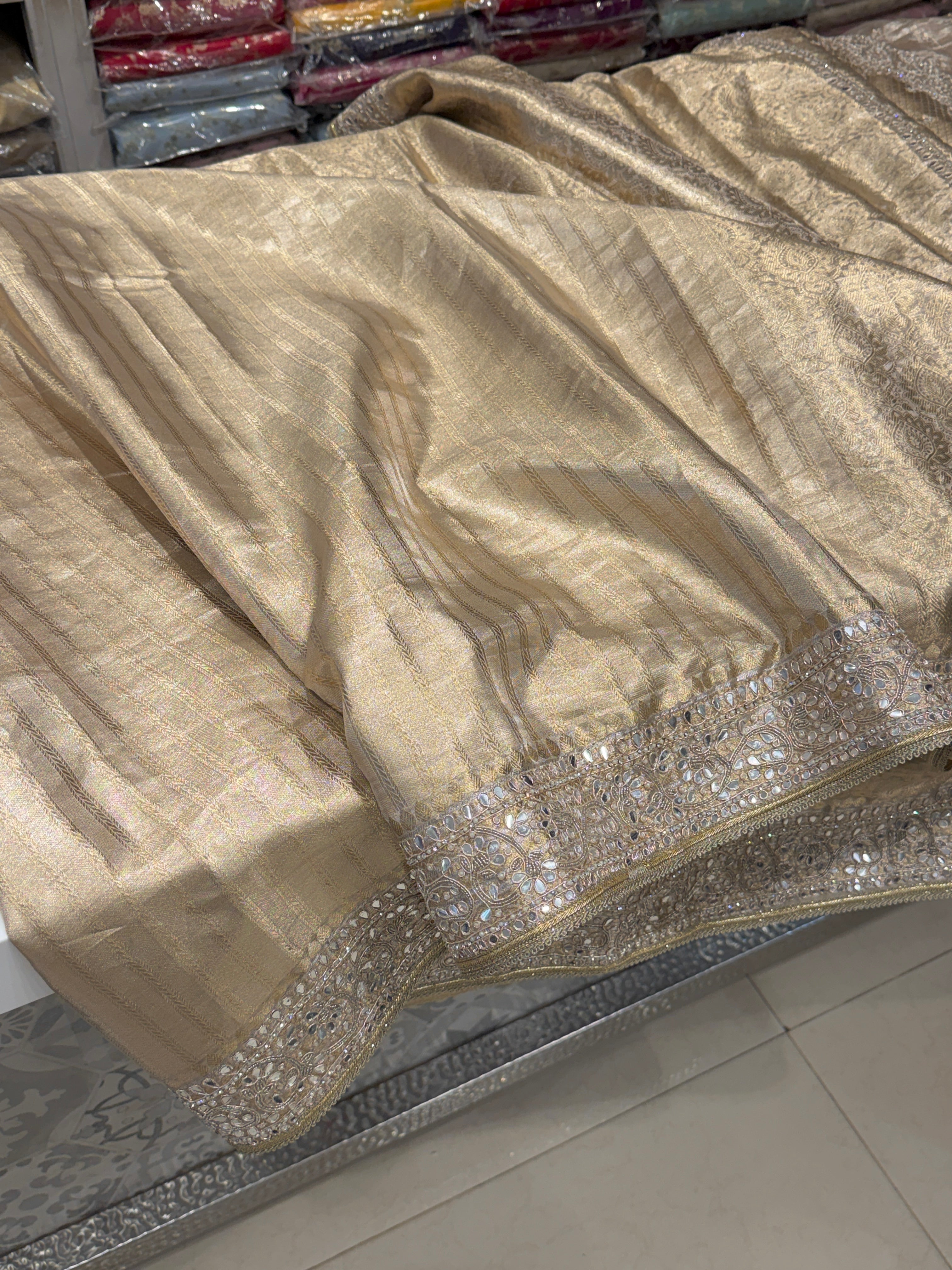 Golden Tissue Kanjivaram Contemporary Hand Embroidery Saree