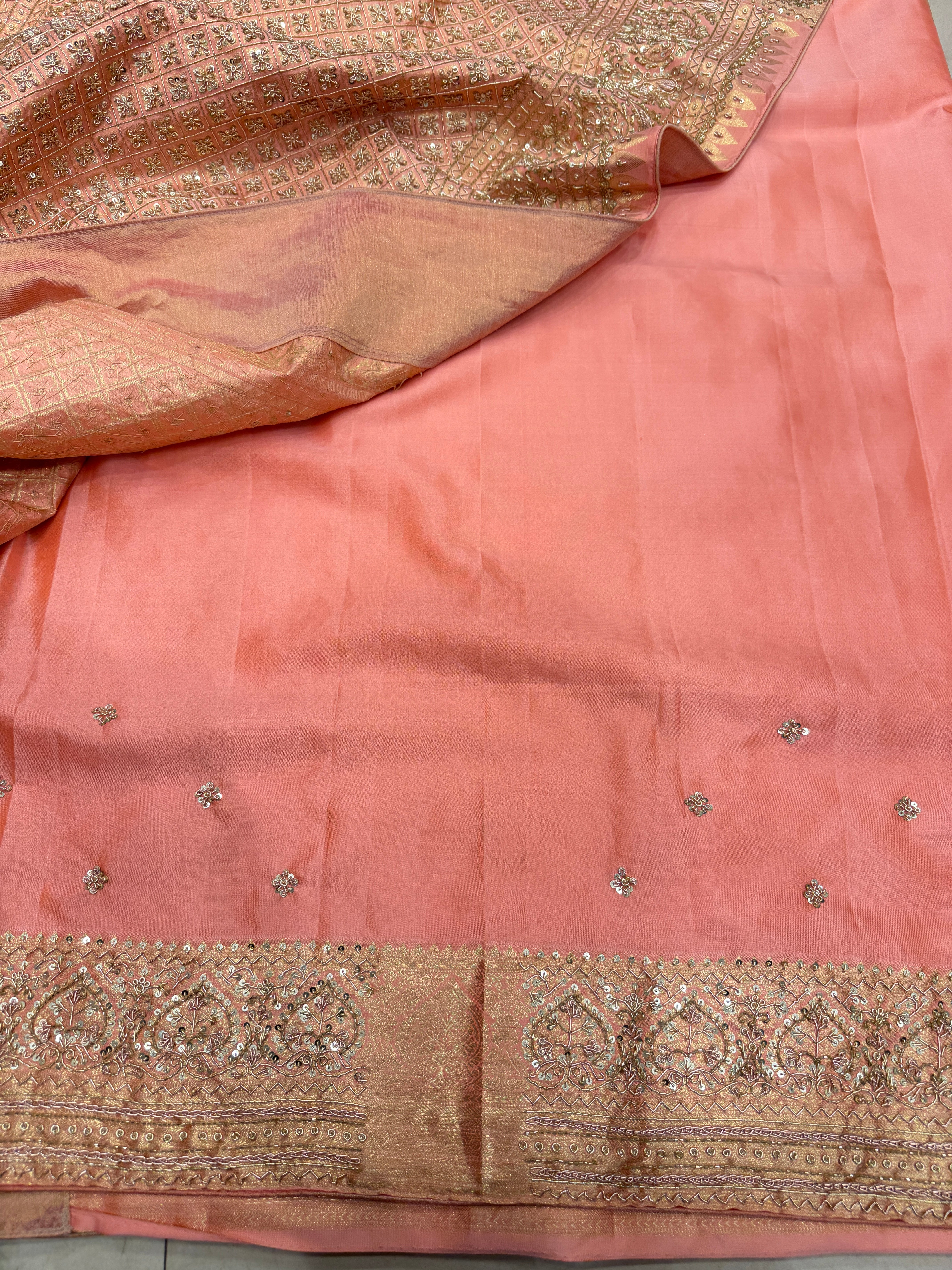 Pastel Kanjivaram Zardosi Hand Embroidery Saree