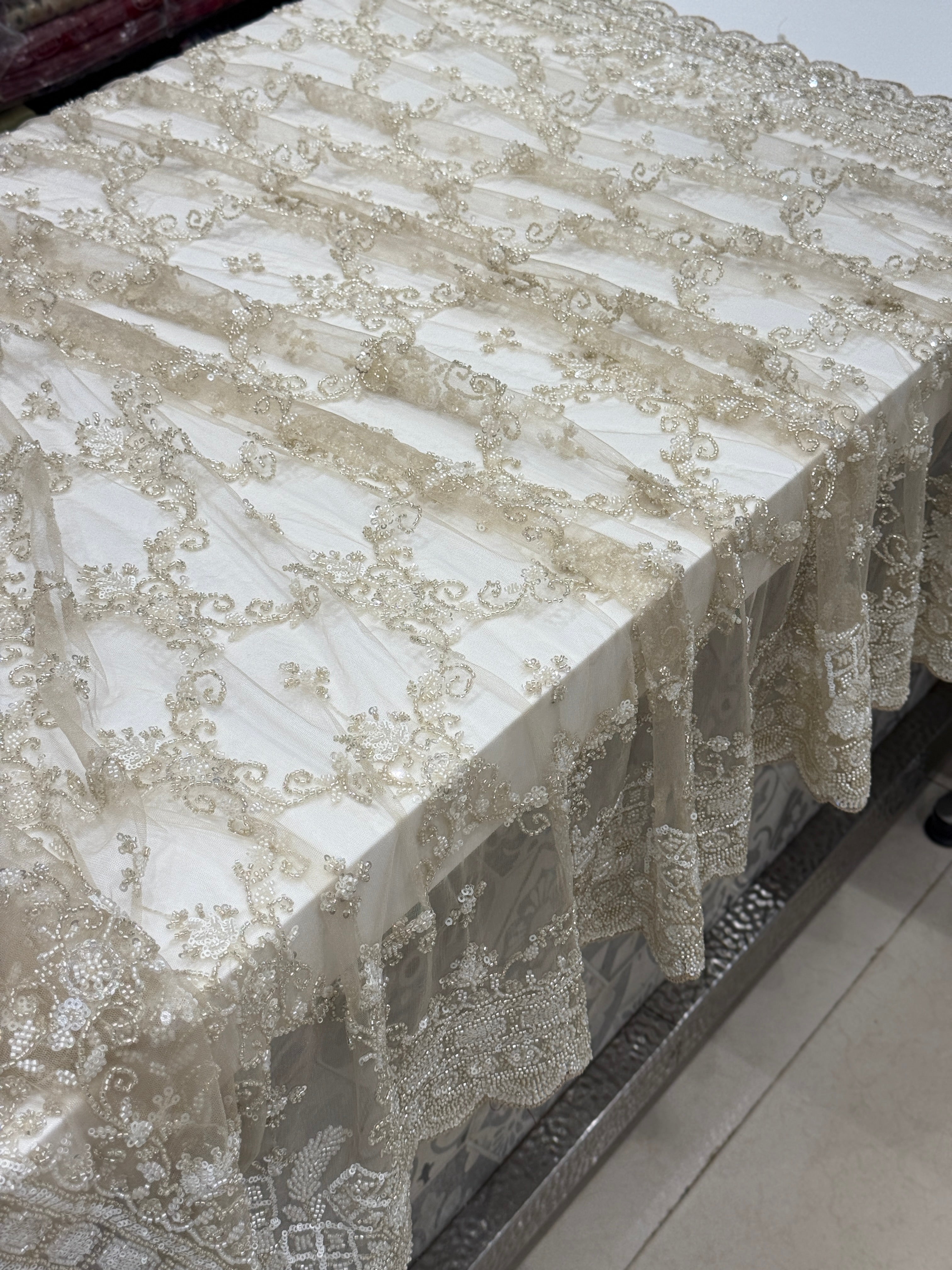 Net Moti Sequin Jaal Embroidery Saree