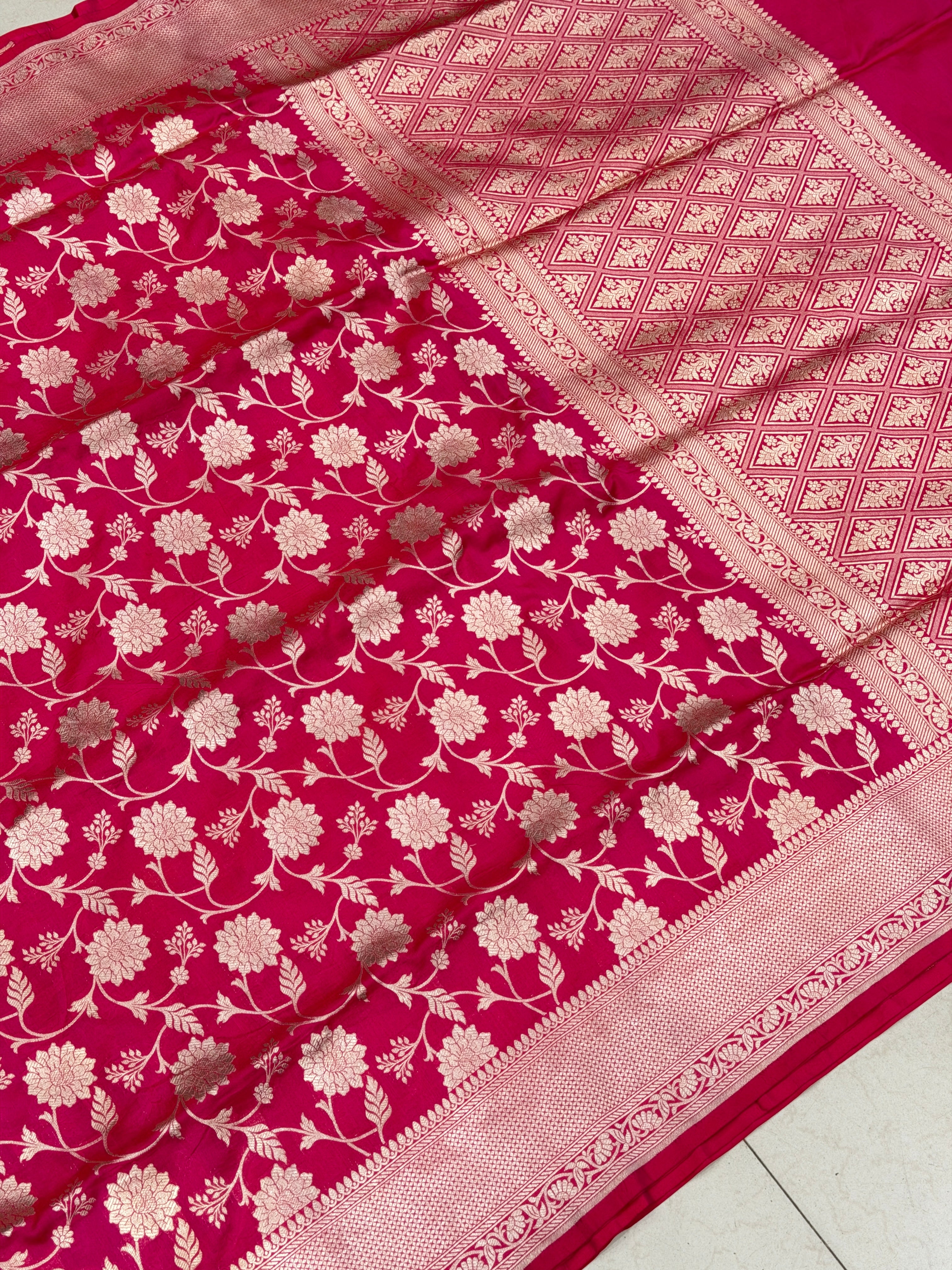 Rani Katan Silk Jaal Banarasi Handloom Saree
