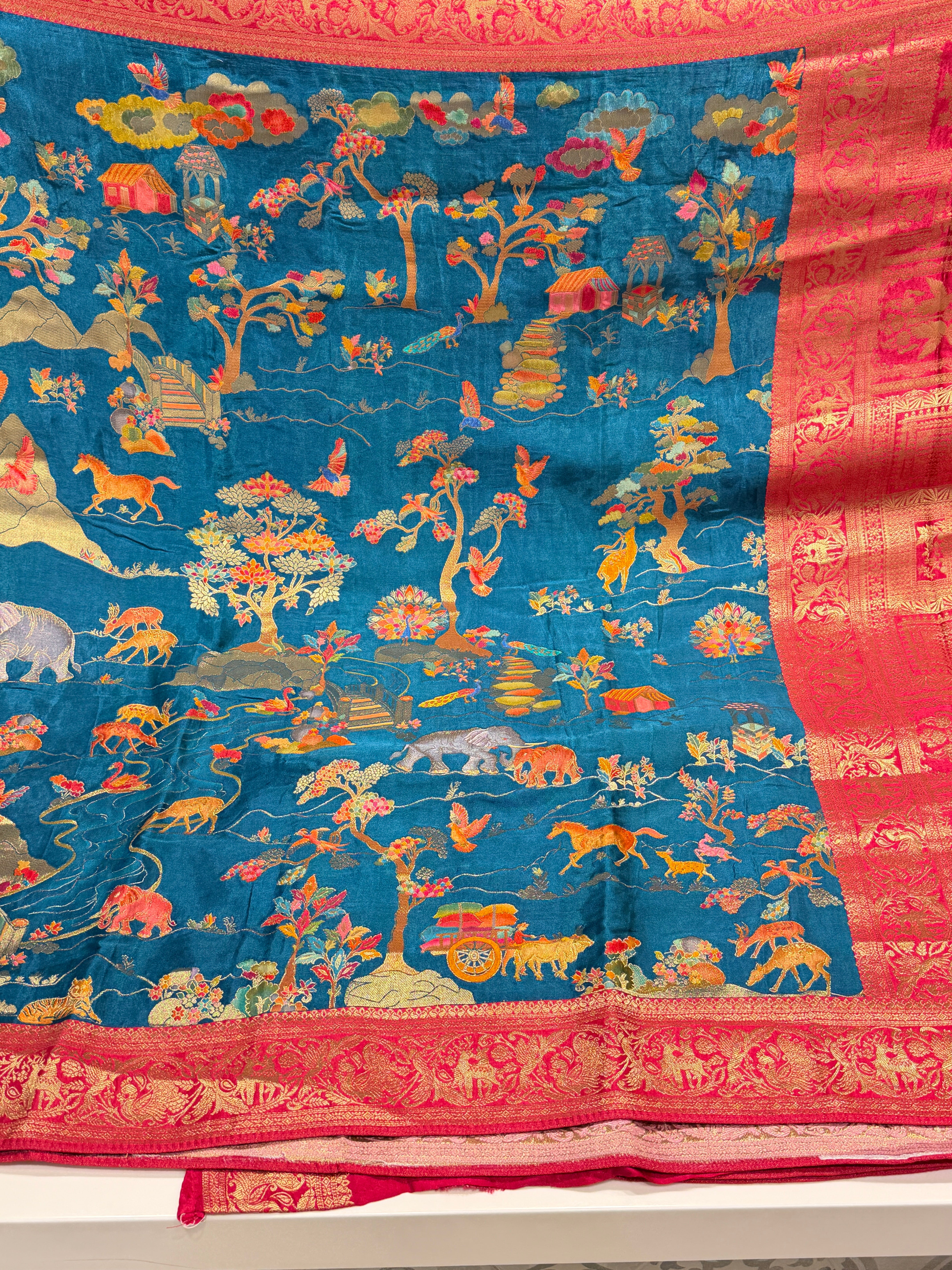 Blue Modal Shikara Weave Landscape Saree