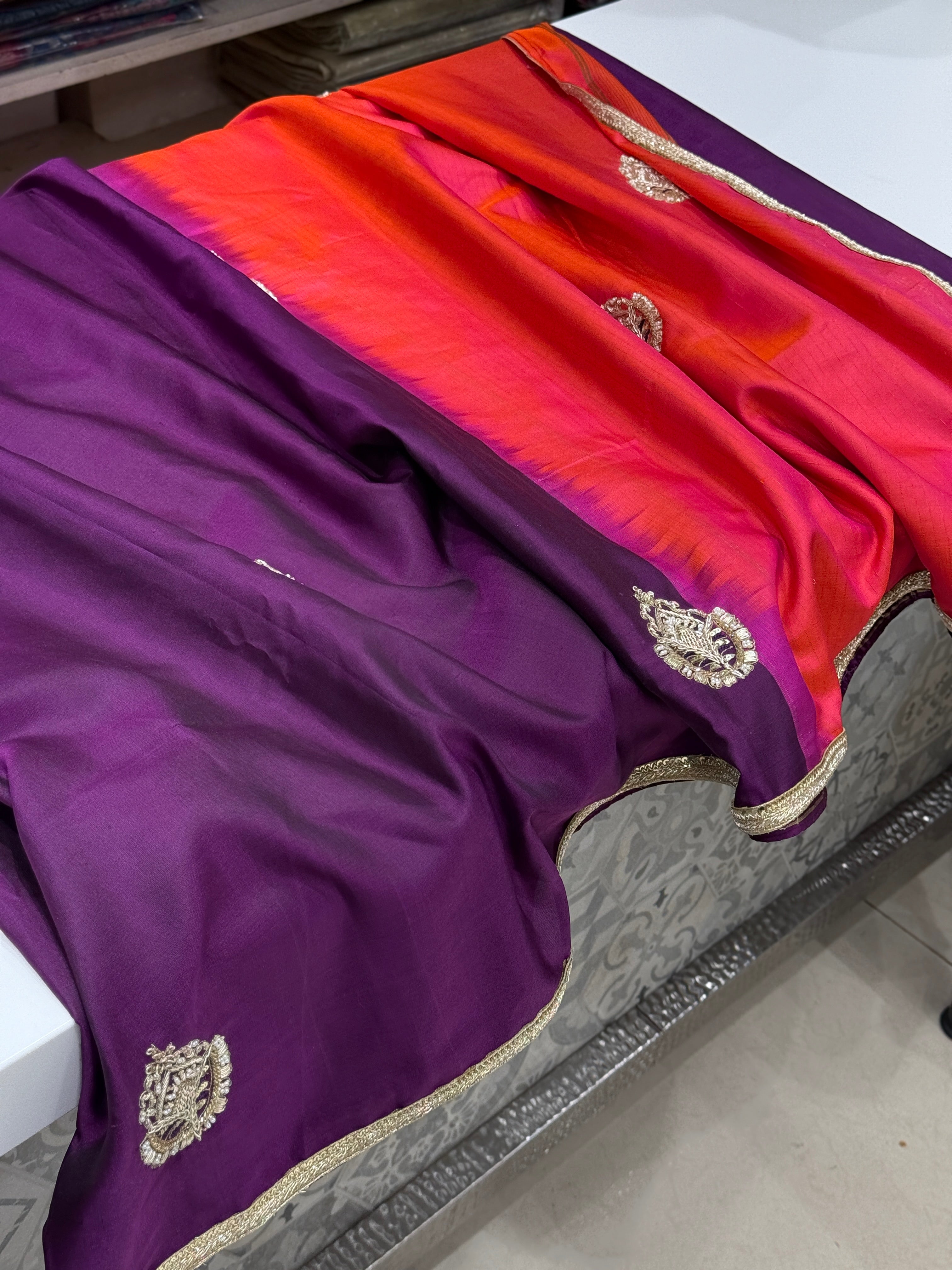 Violet Kanjivaram Soft Silk Zardosi Butta Saree