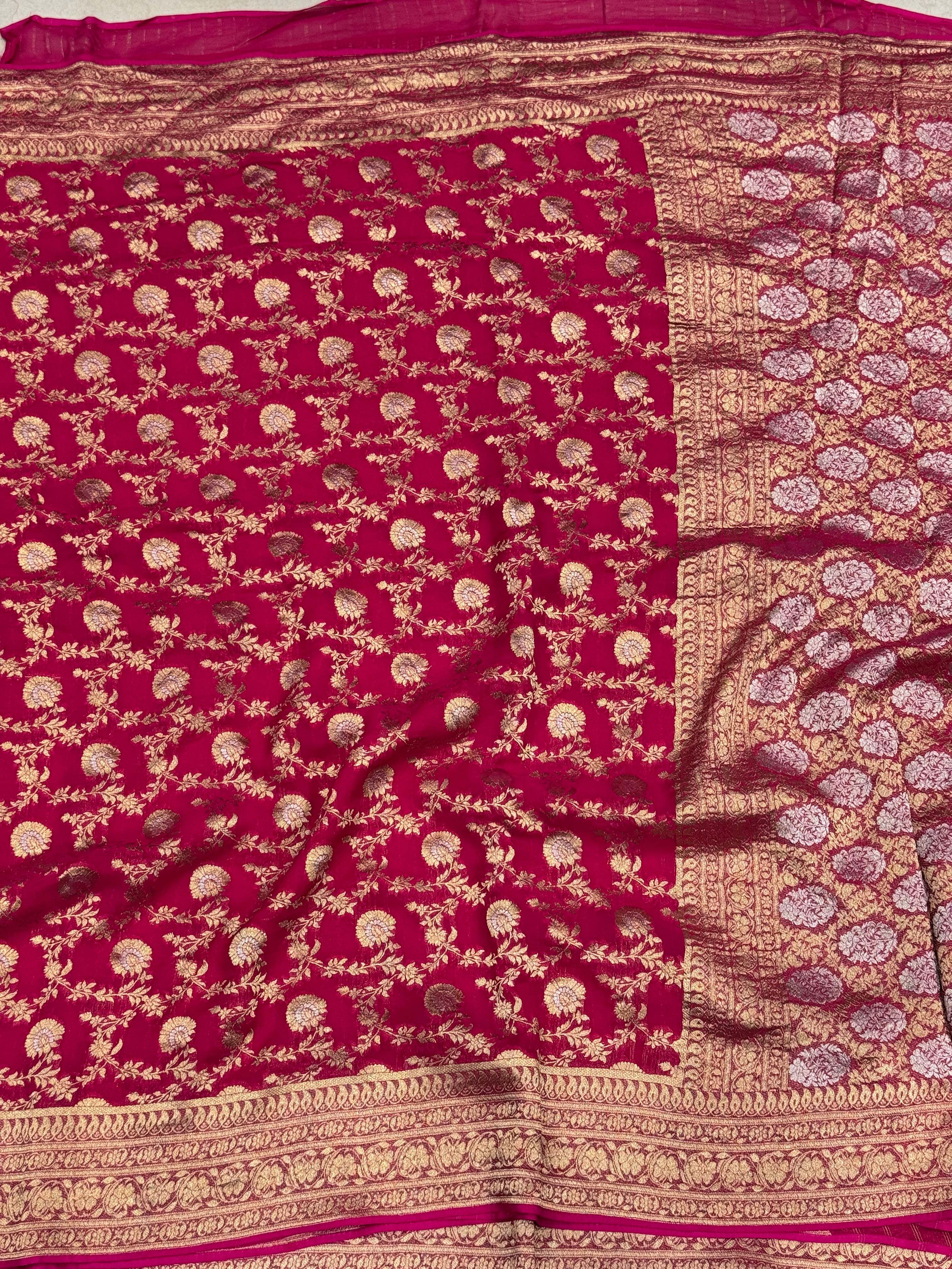 Rani Banarasi Georgette Golden Jaal Saree