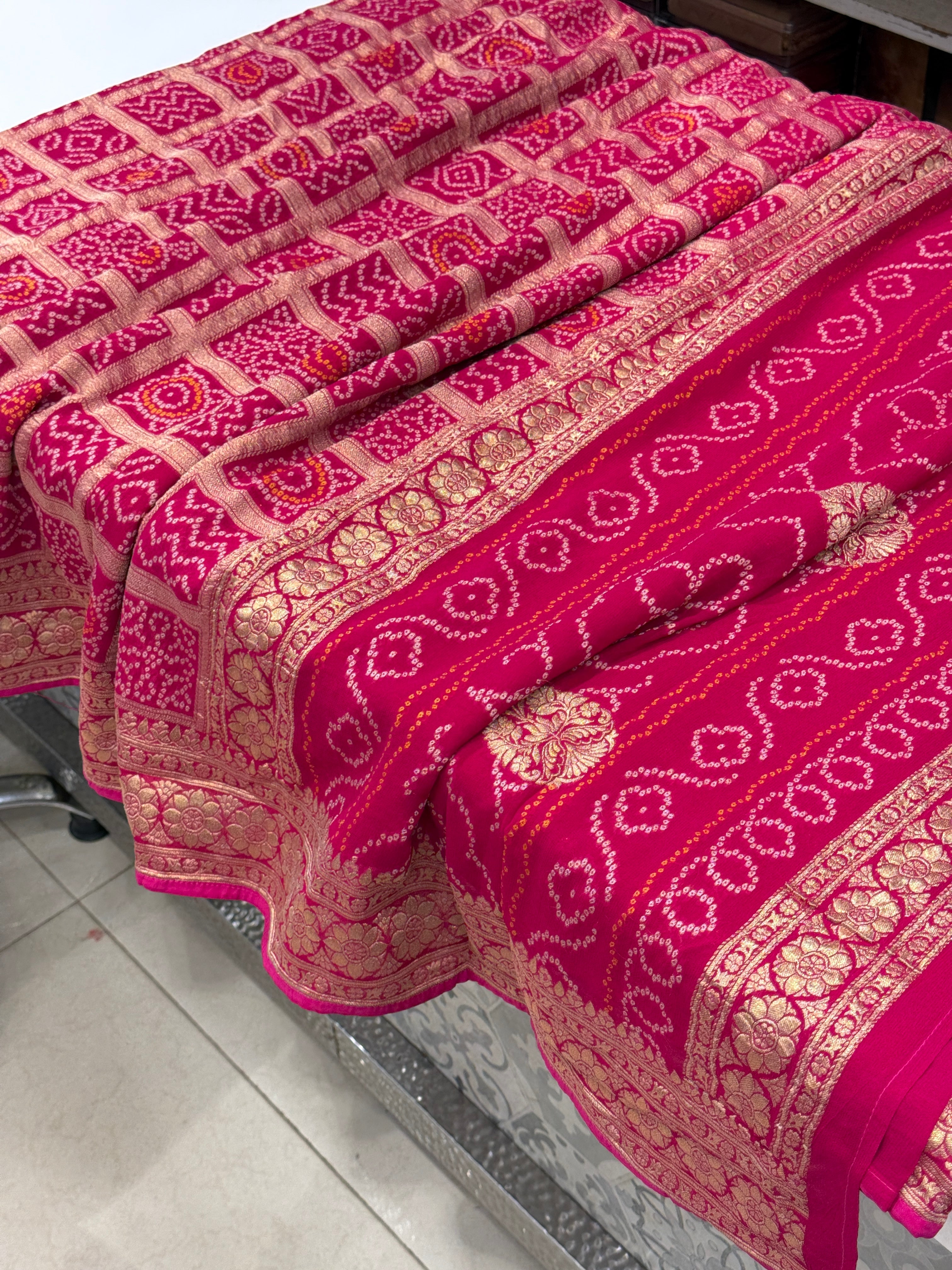 Rani Woven Bandhej Traditional Gharchola Saree