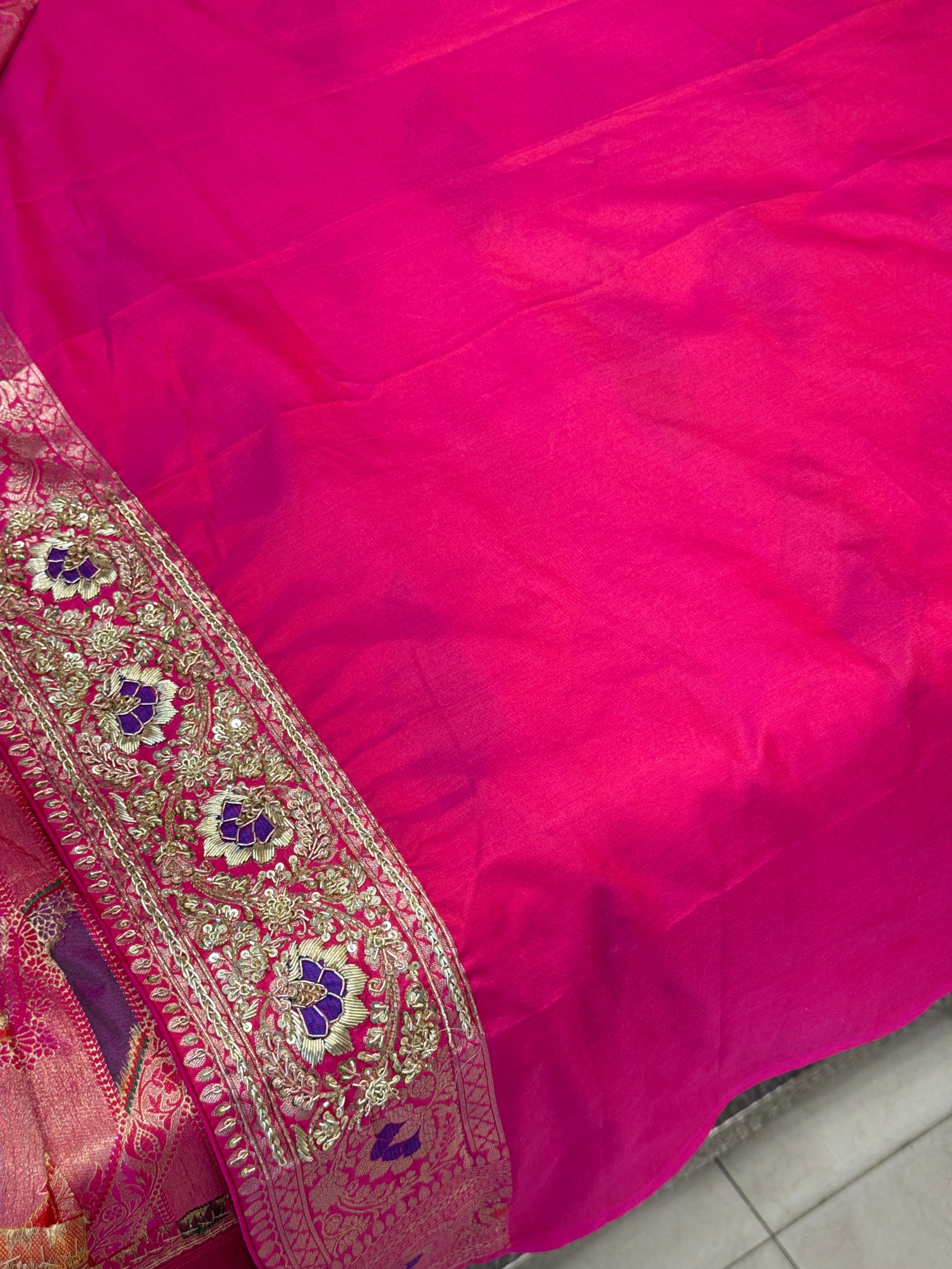 Handloom Banarasi Rangkat with Zardosi Embroidery Saree