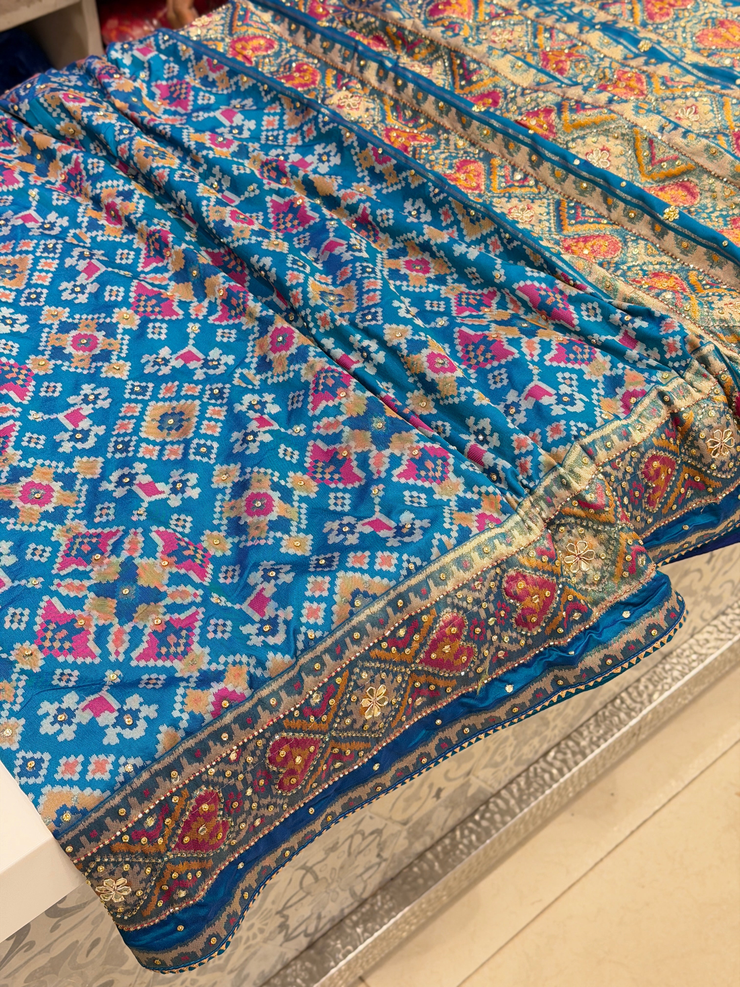 Blue Manek Chowk Hand Embroidery Patola Saree