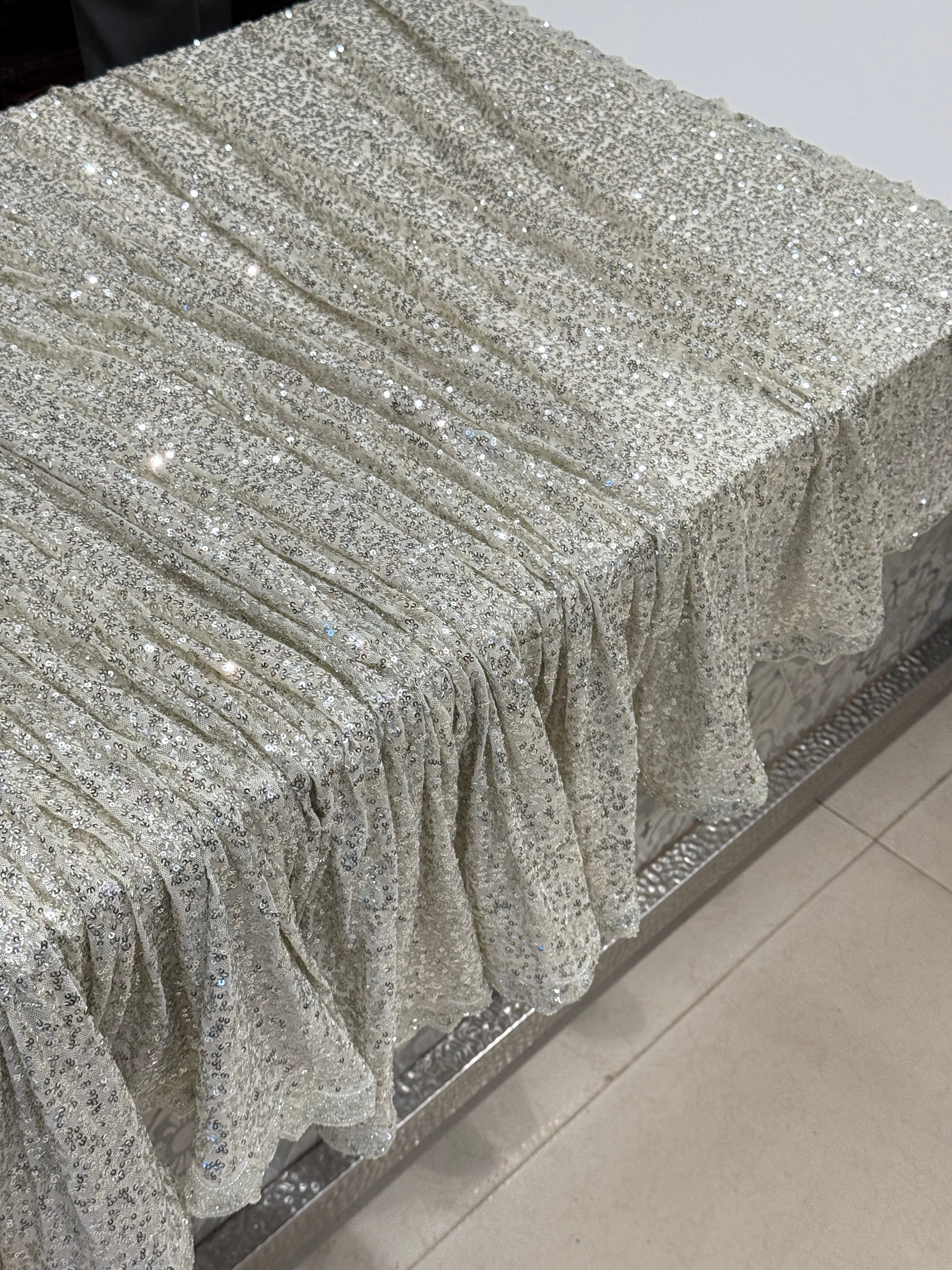 White Sequin Saree Hand Embroidery Border