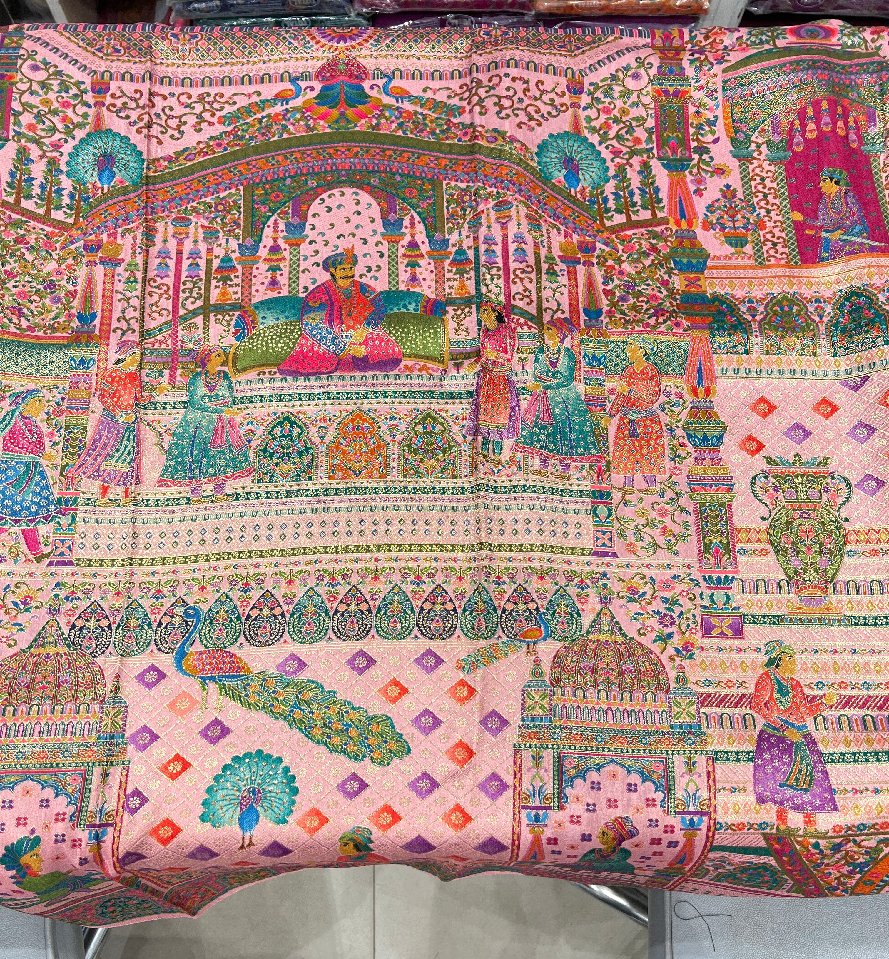 Baby Pink Pashmina Style Darbar Silk Saree