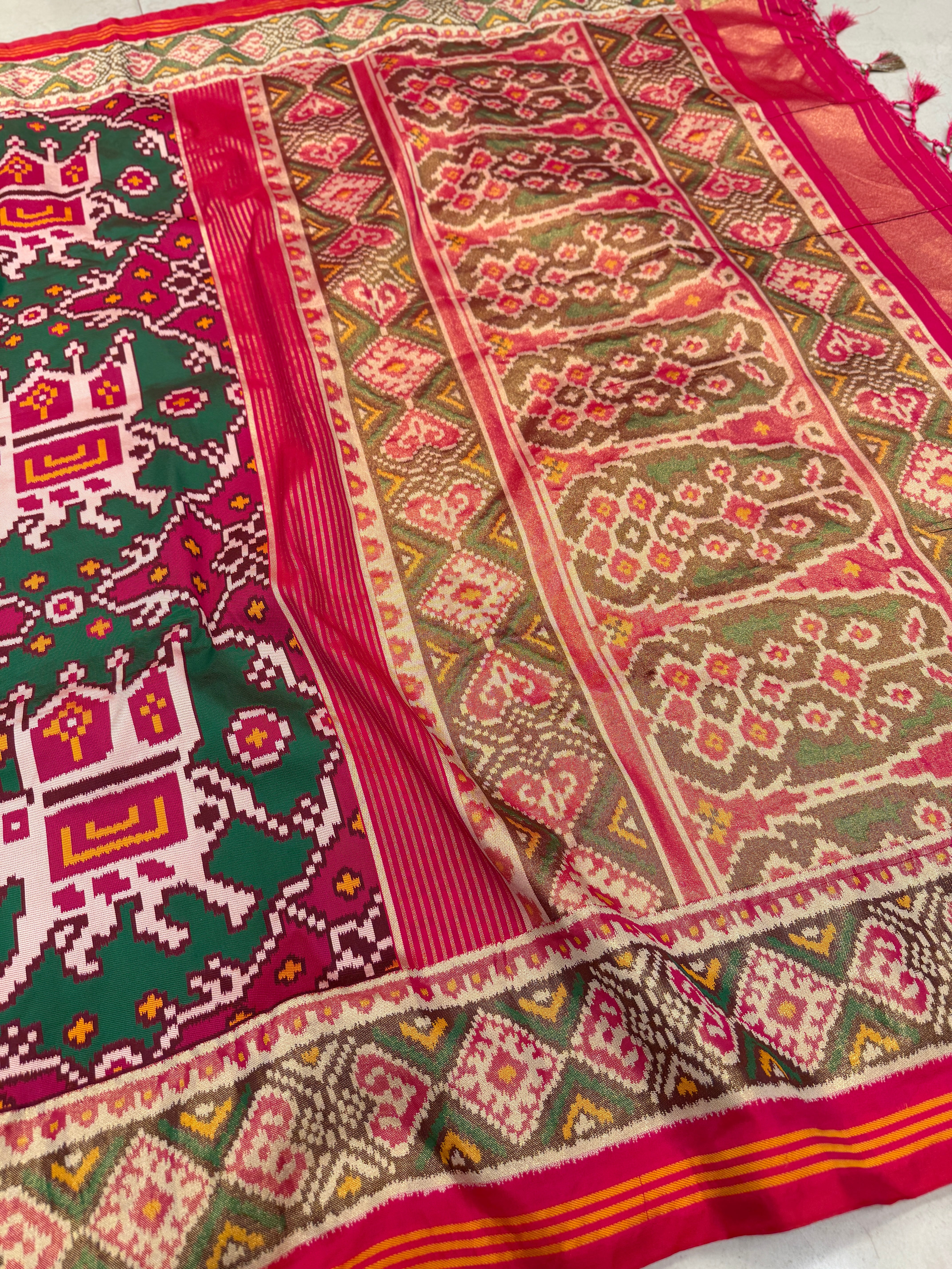 Maroon Rani Chabdi Elephant Semi Silk Weaved Patan Patola Saree