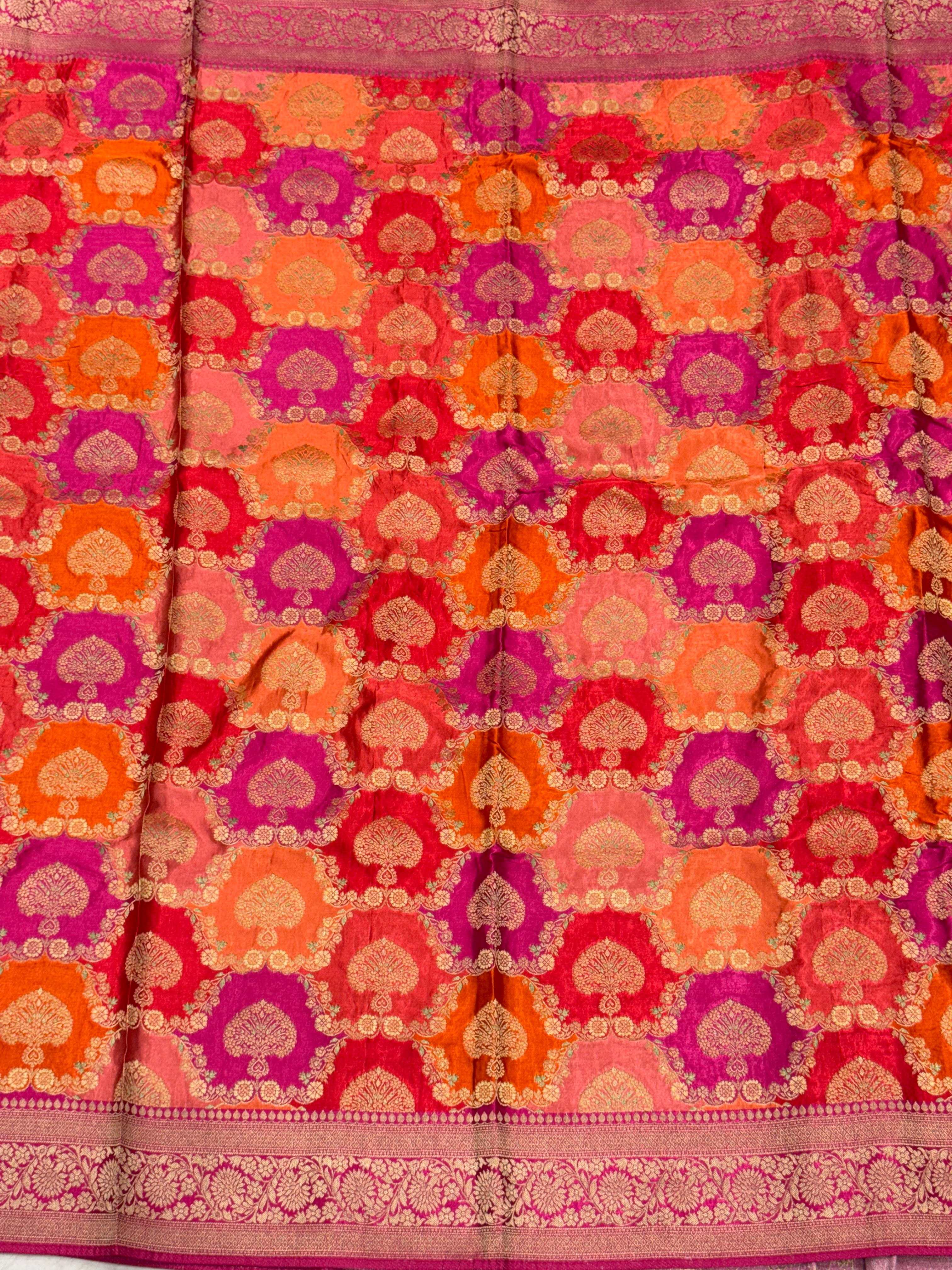 Orange Rani Butta Banarasi Modal Satin Rangkat Saree
