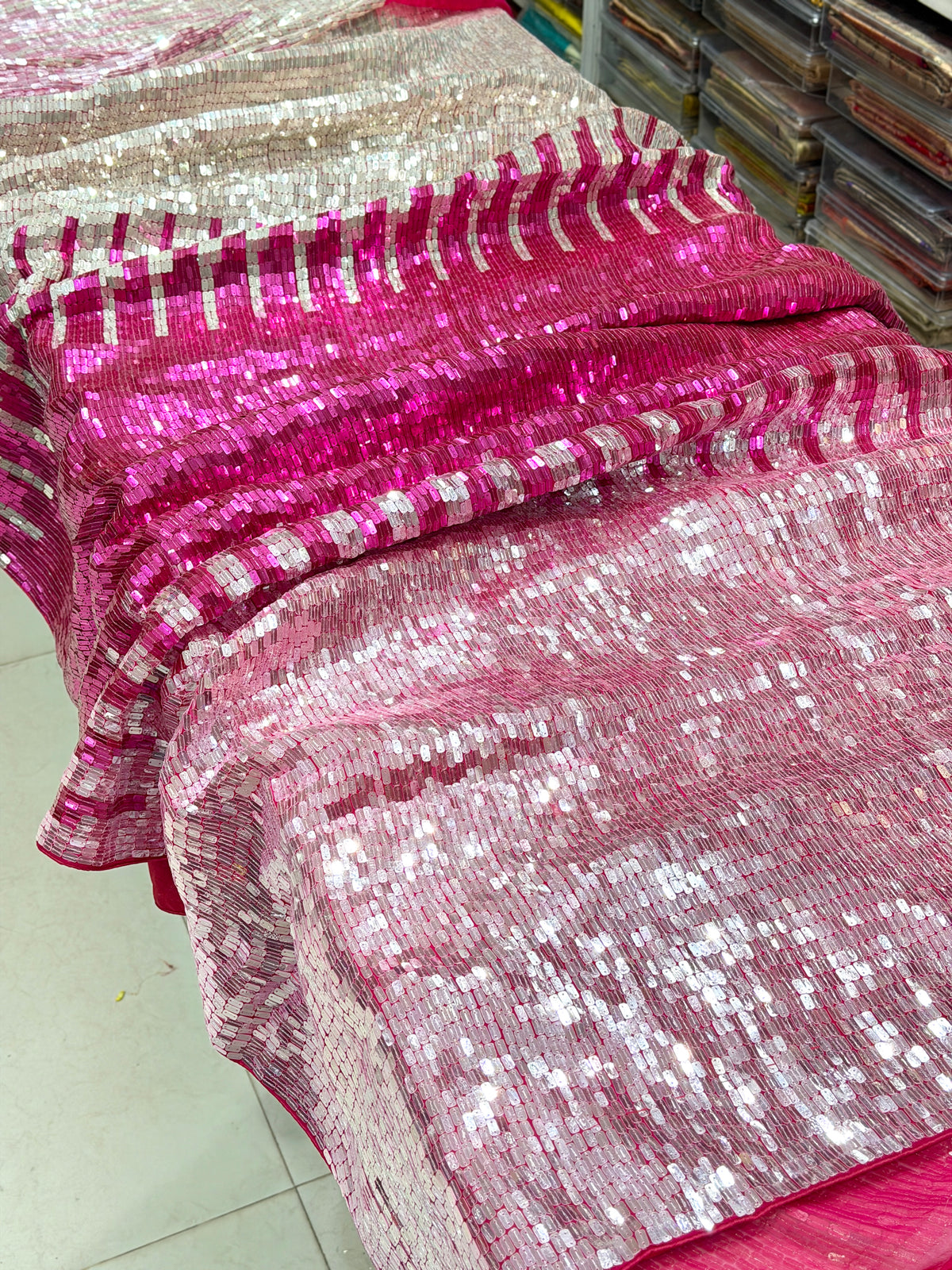 Manish Malhotra Inspired Rani Pink Sequin Saree