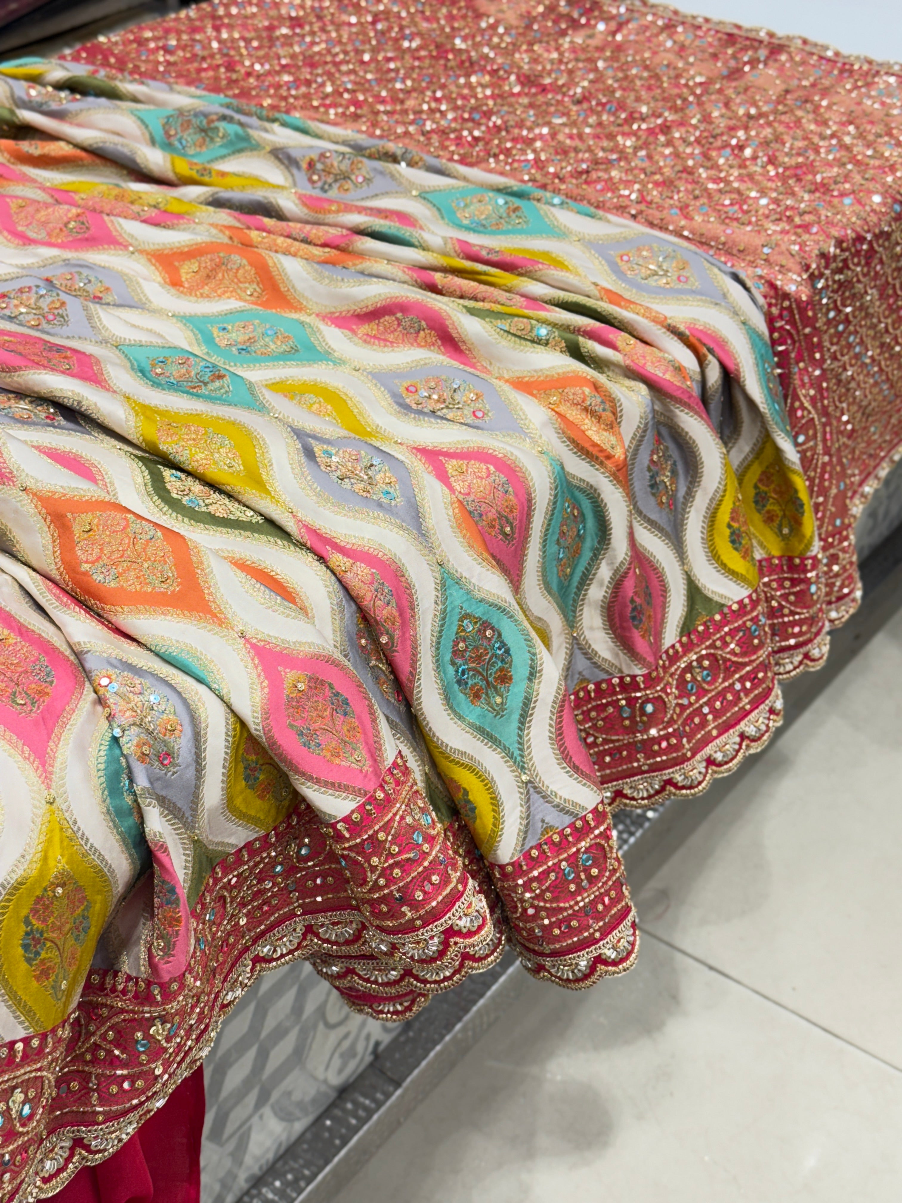 Banarasi Modal Rangkat Hand Embroidery Maharani Saree