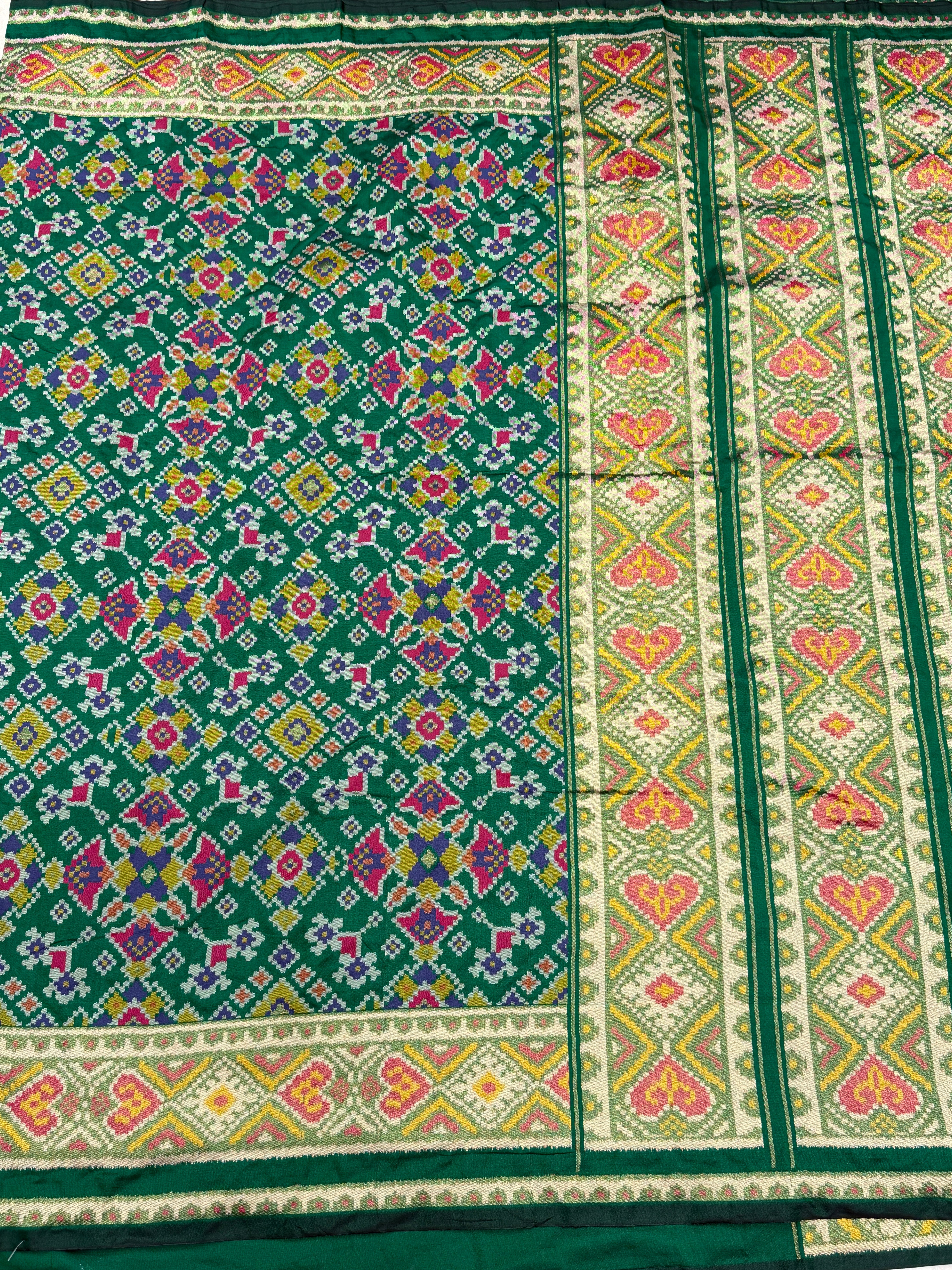 Bottle Green Manek Chowk Semi Silk Weaved Patan Patola Saree