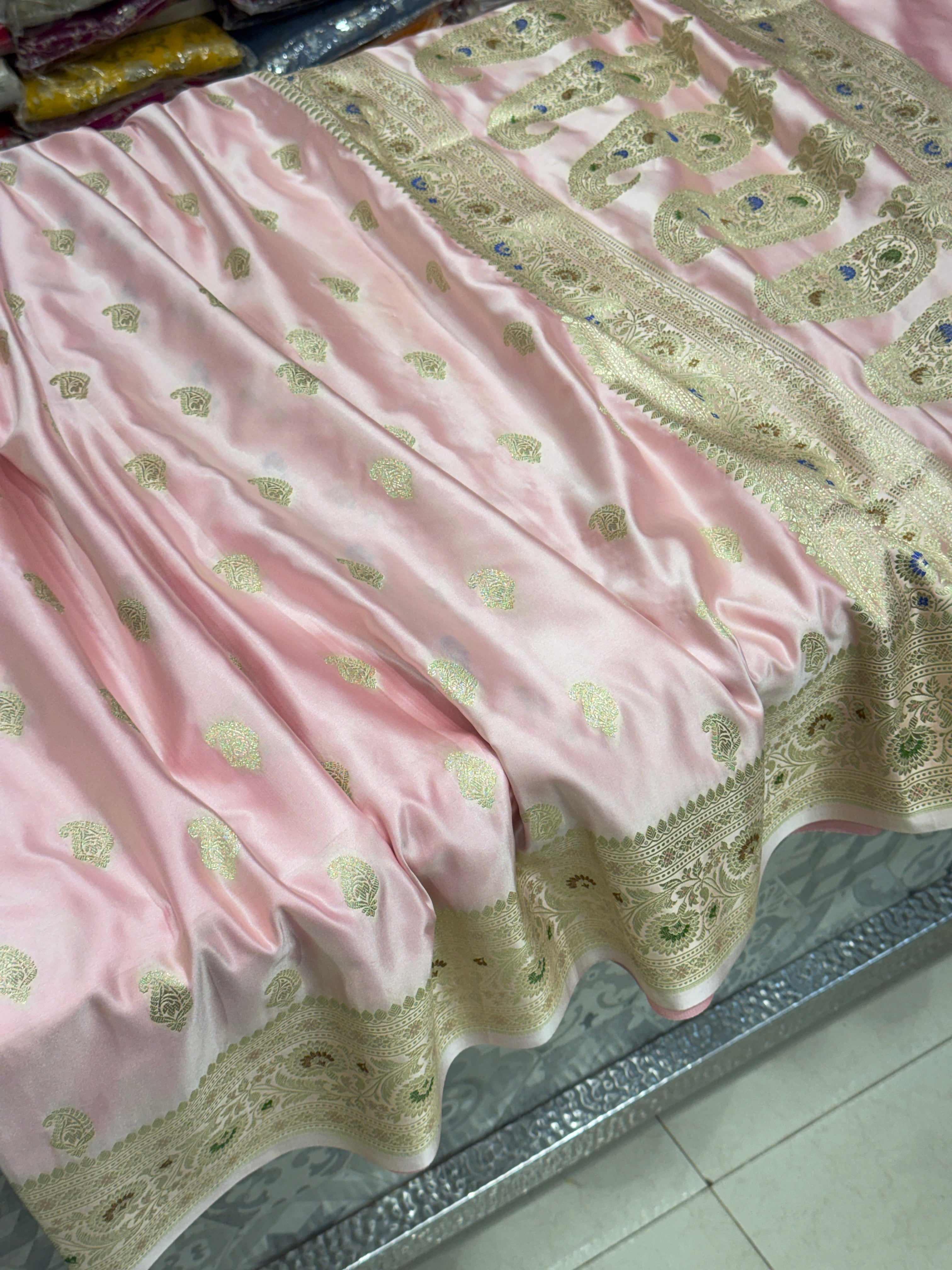 Pink Banarasi Meena Border Butti Saree