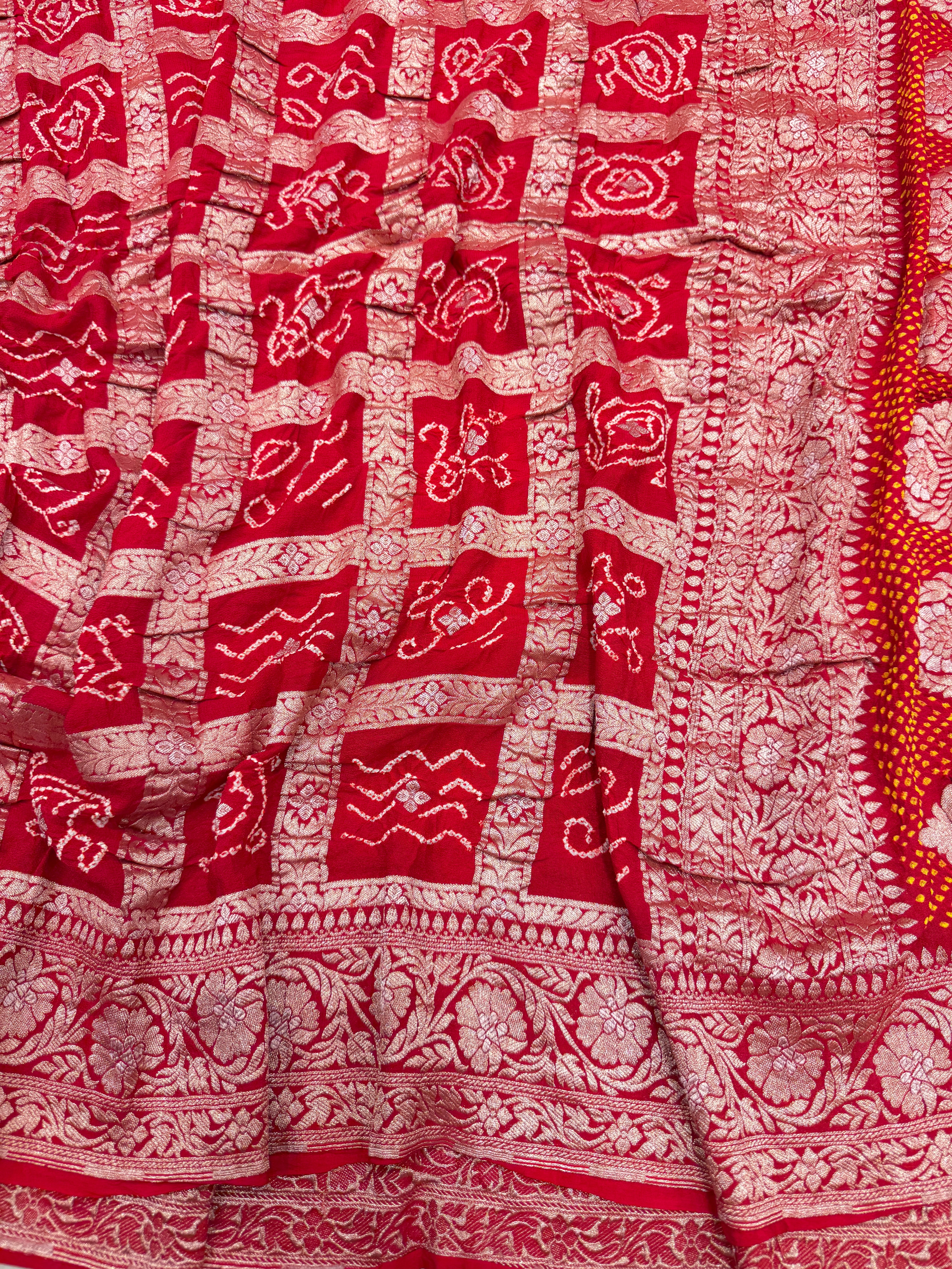 Red Pure Georgette Handloom Gharchola
