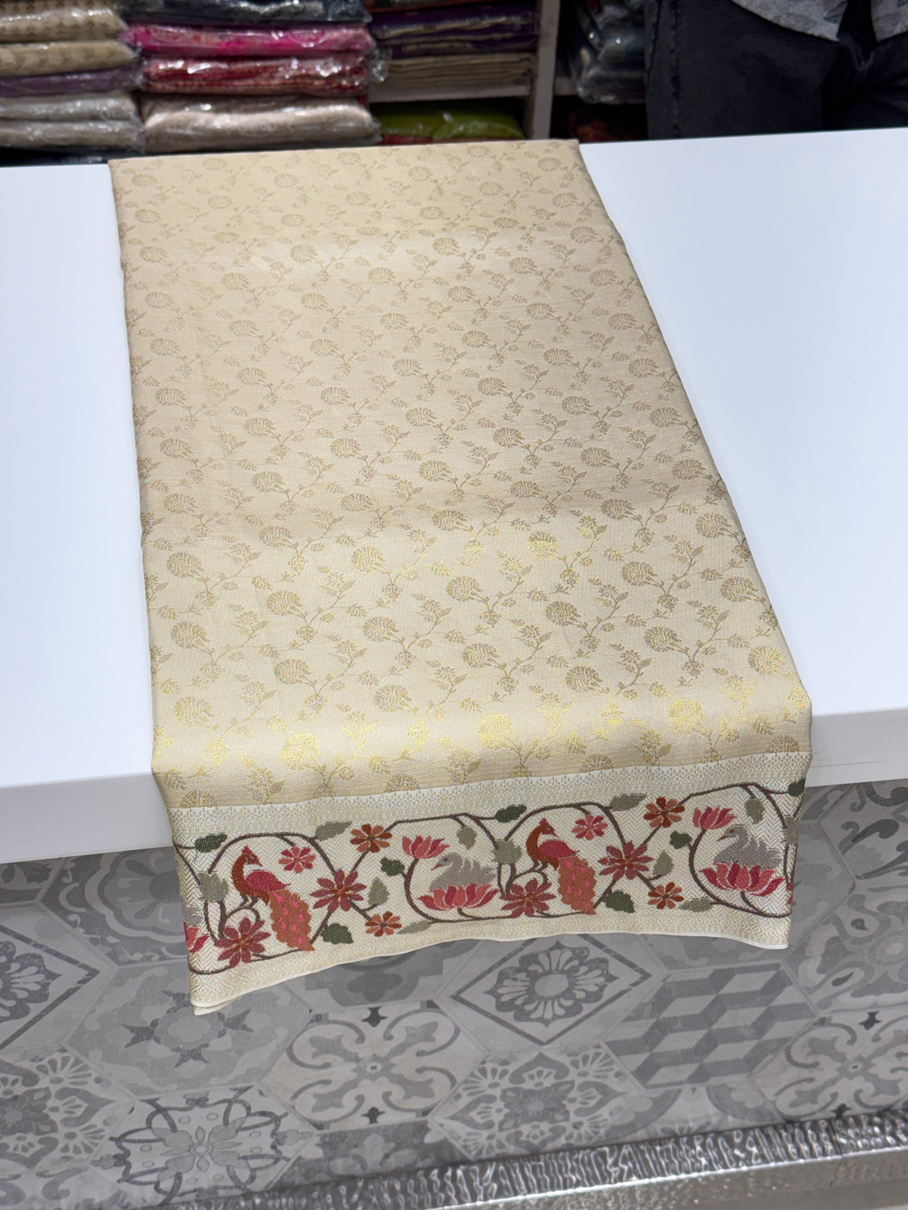 Moti White Kanjivaram x Parsi Gara Saree