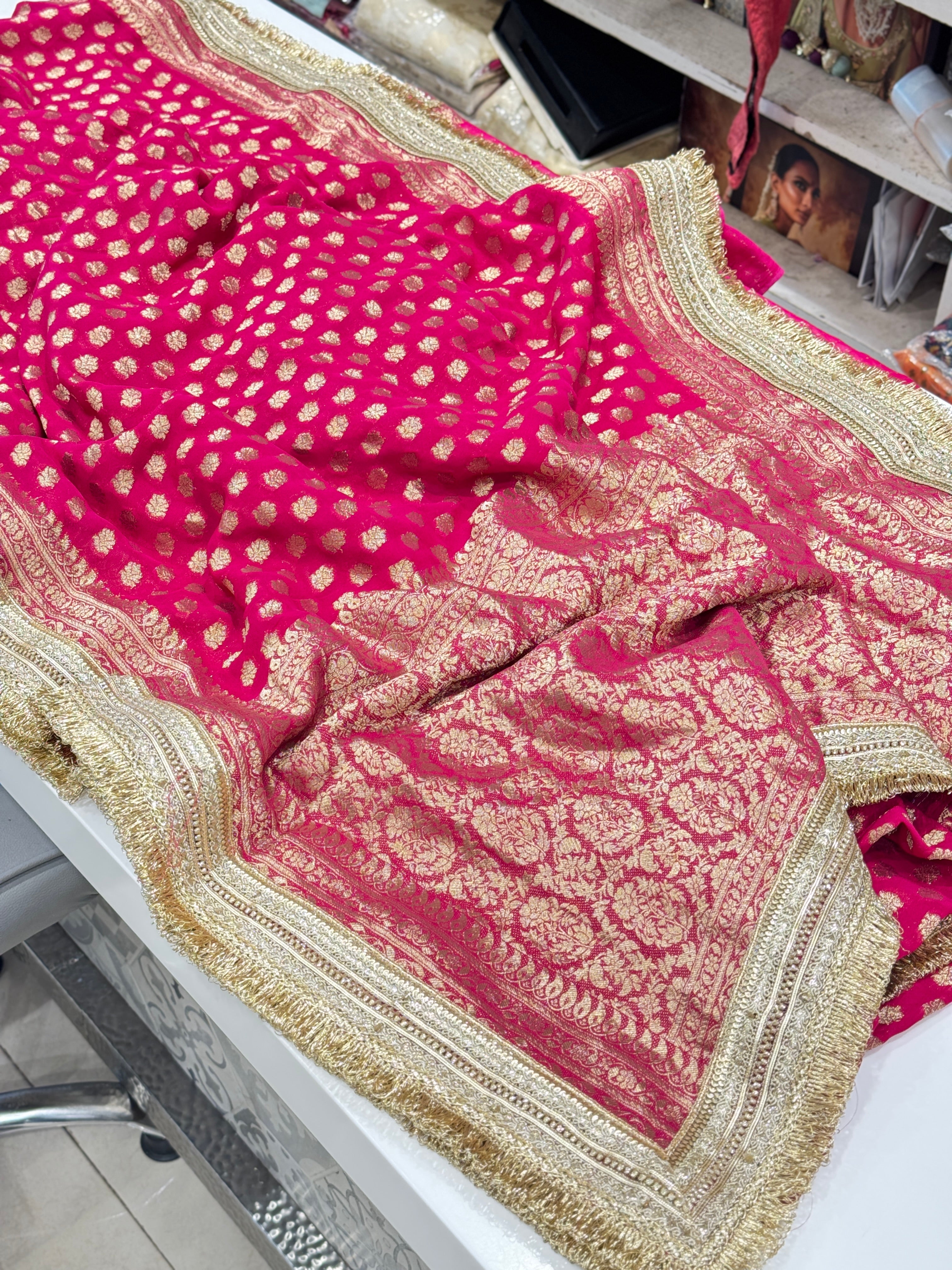 Rani Banarasi Khaddi Georgette Maharani Edit Saree