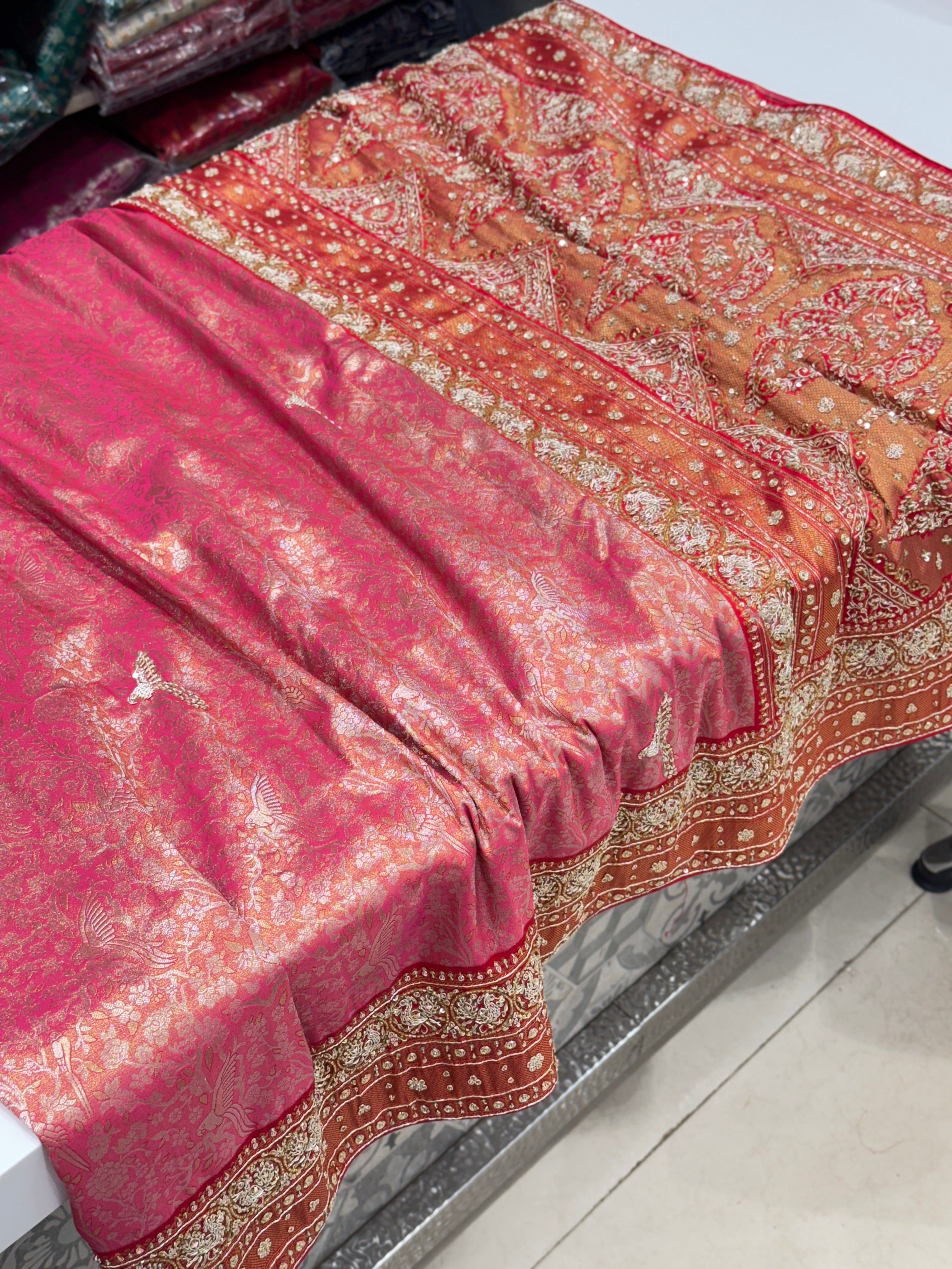 Crimson Kanjivaram Zardosi Hand Embroidery Saree