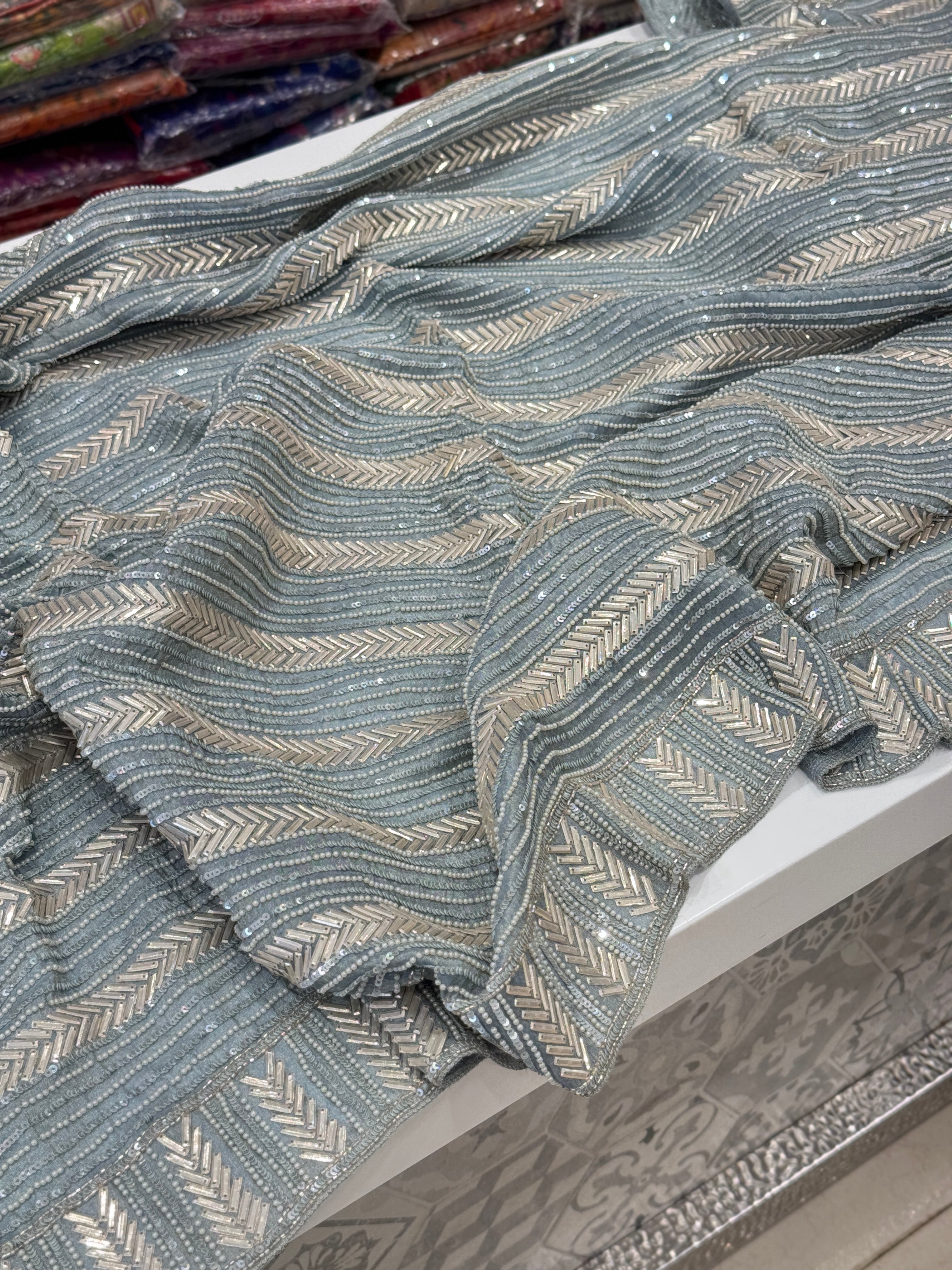 Space Blue Tissue Crepe Suhana Khan Inspired Saree