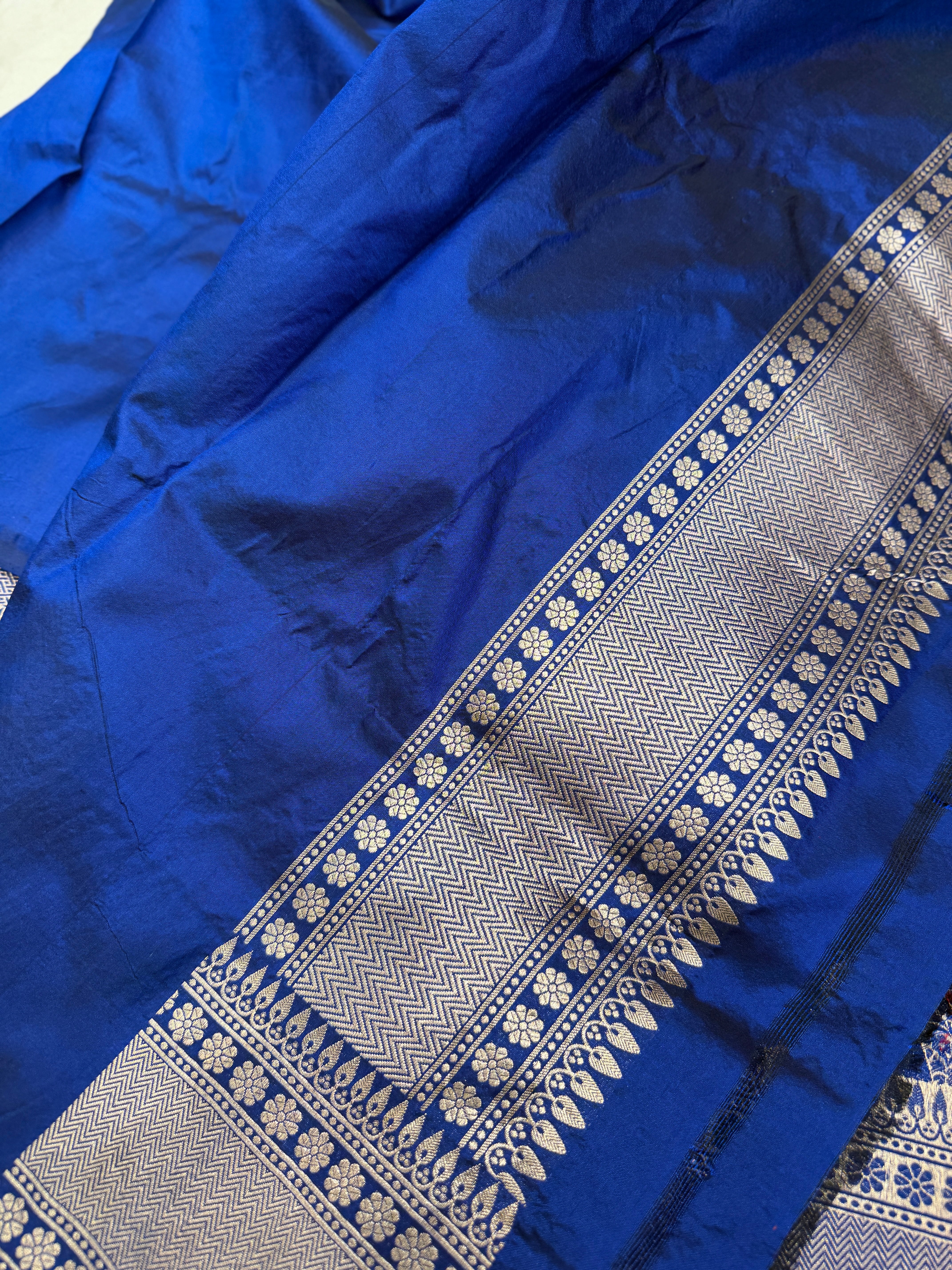 Blue Nita Ambani Inspired Handloom Banarasi Katan Silk Saree