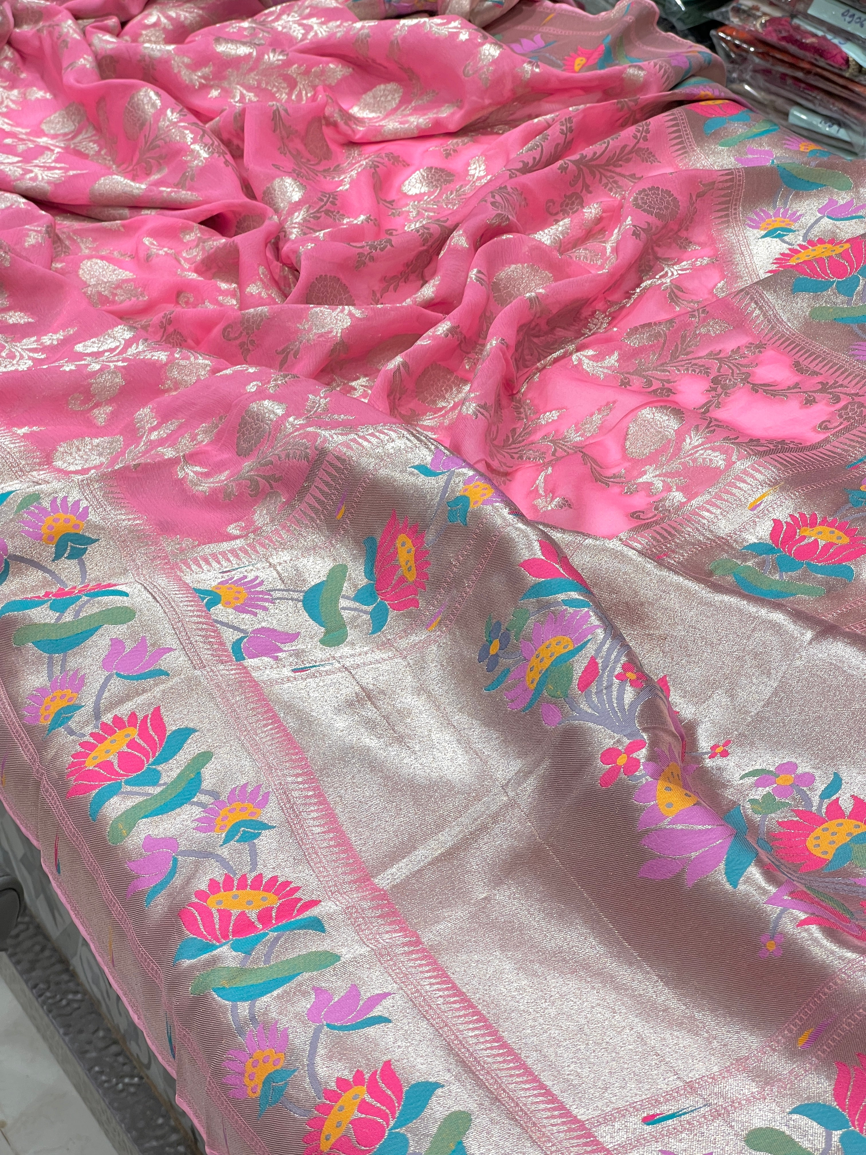 Pink Georgette Paithani