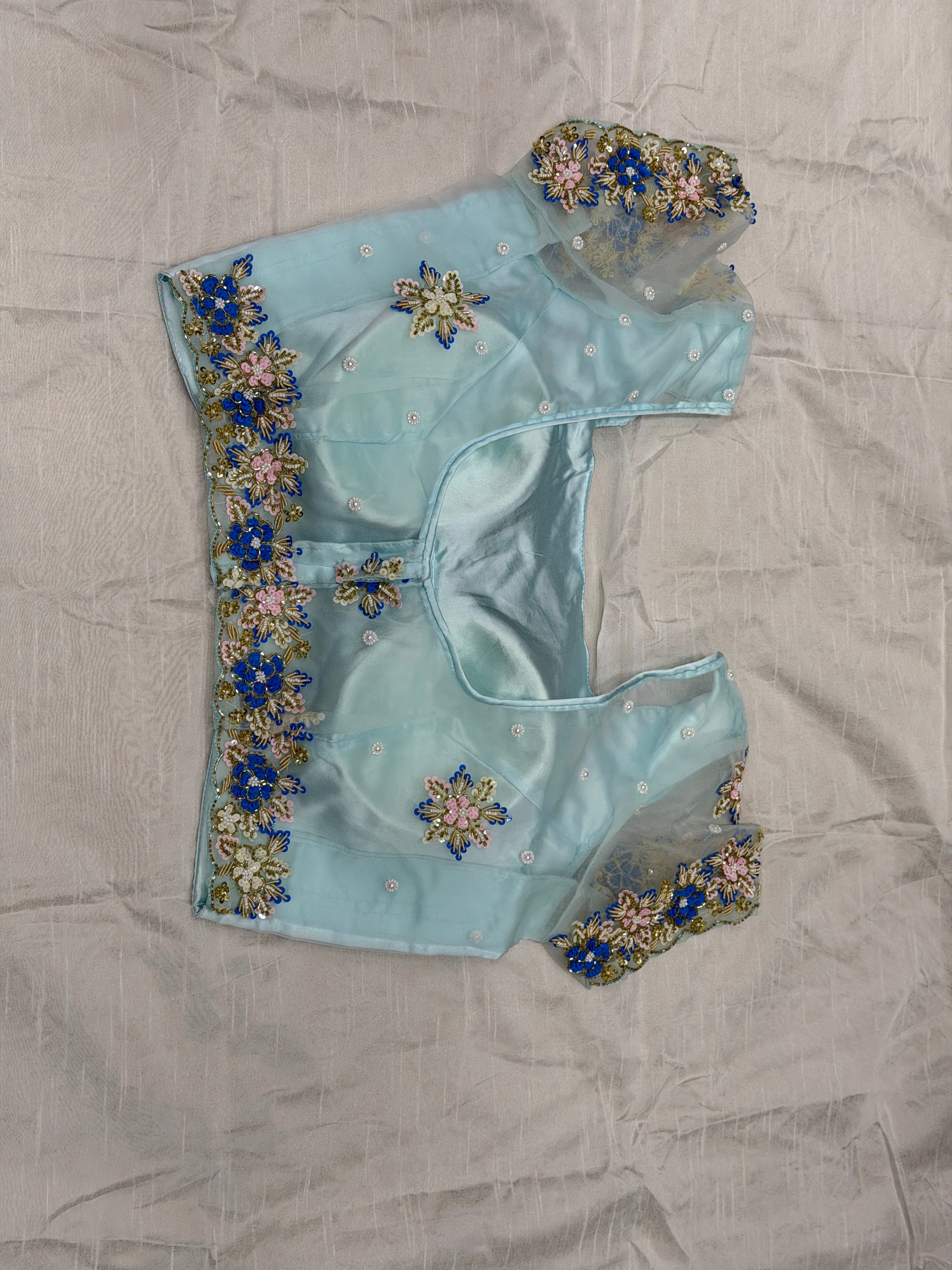Blue Stitched Blouse Piece