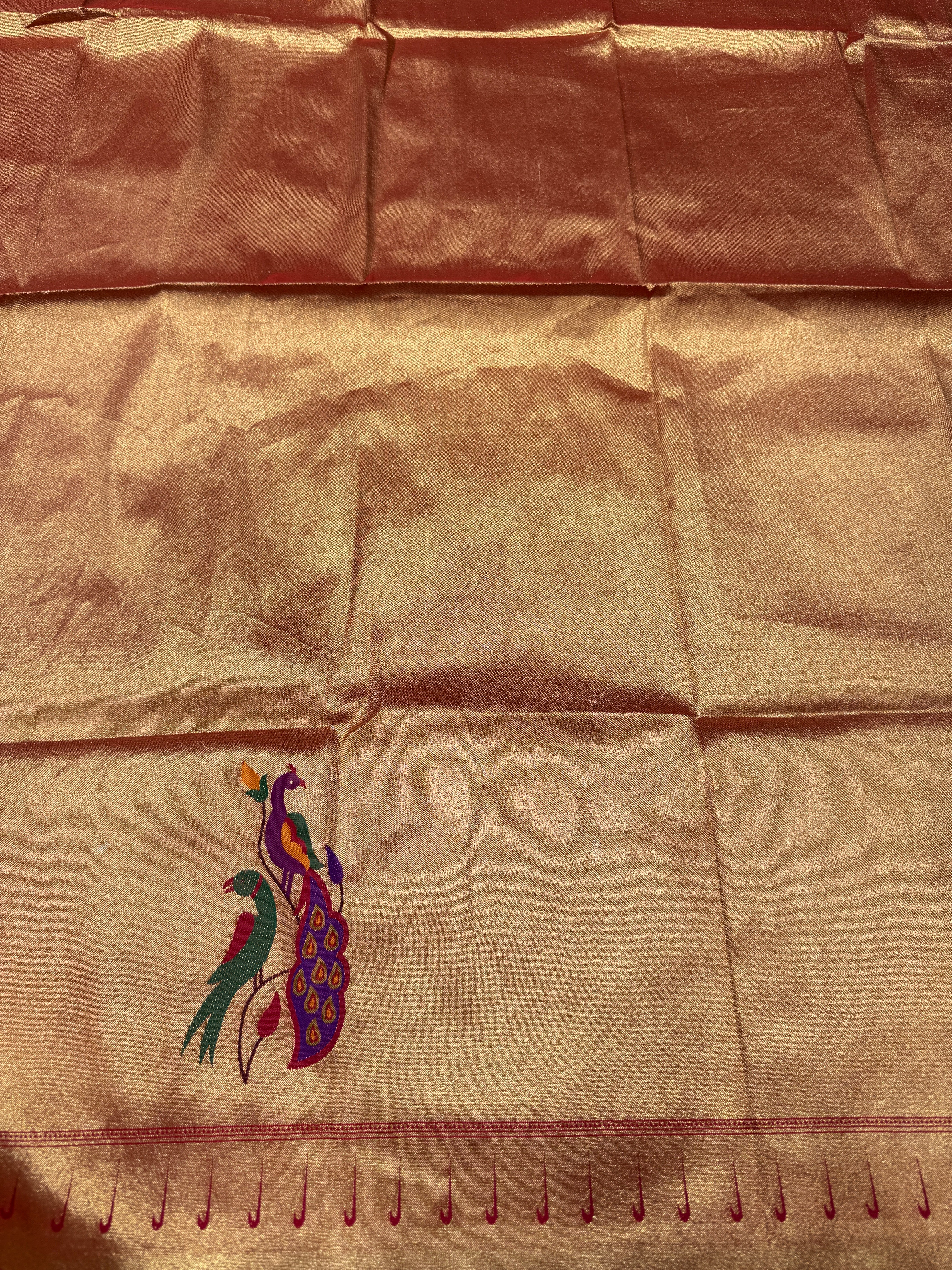 Peacock Parrot Tissue Paithani Blouse Piece