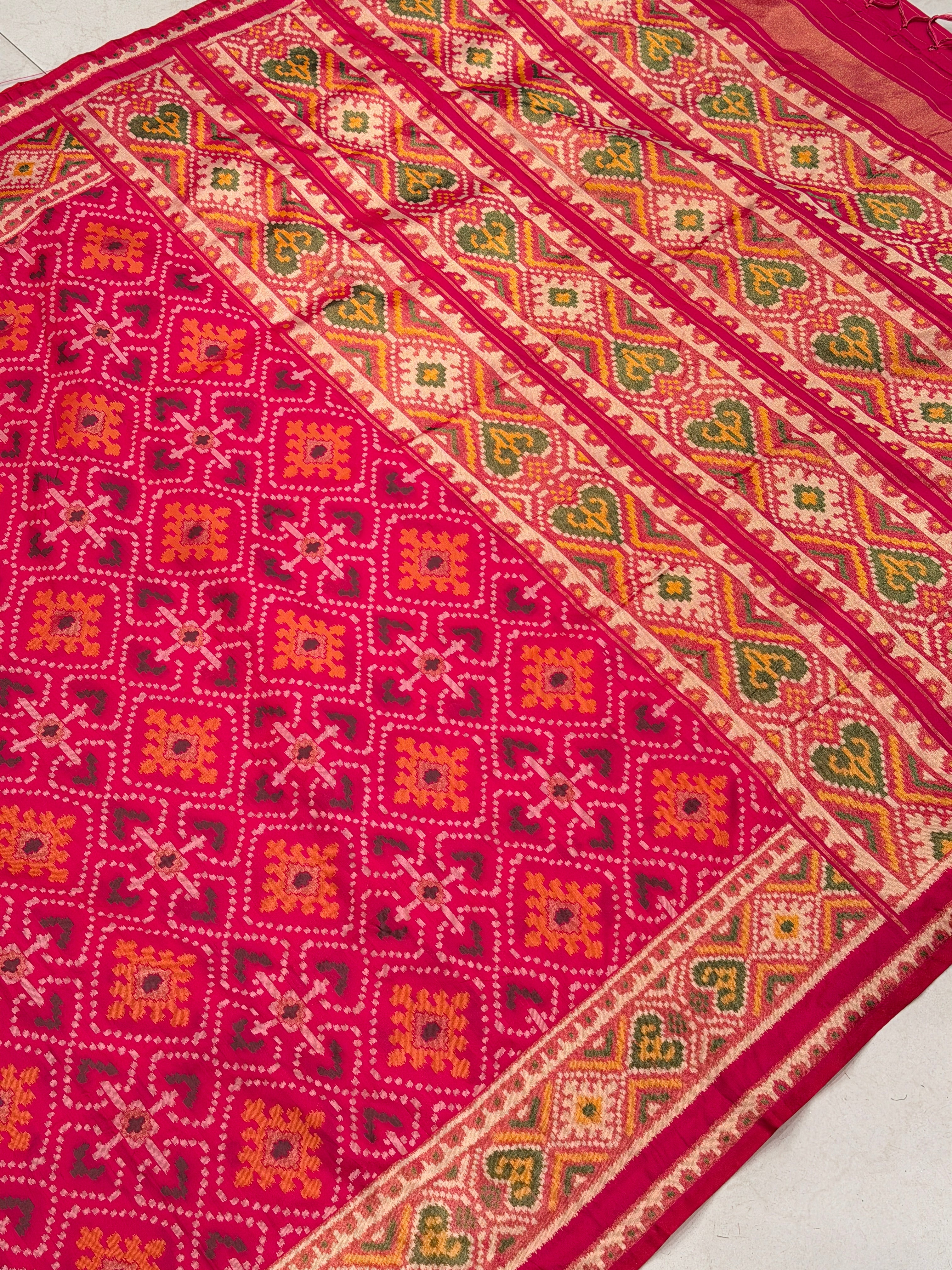 Rani Pink Ratan Chowk Semi Silk Weaved Patan Patola Saree