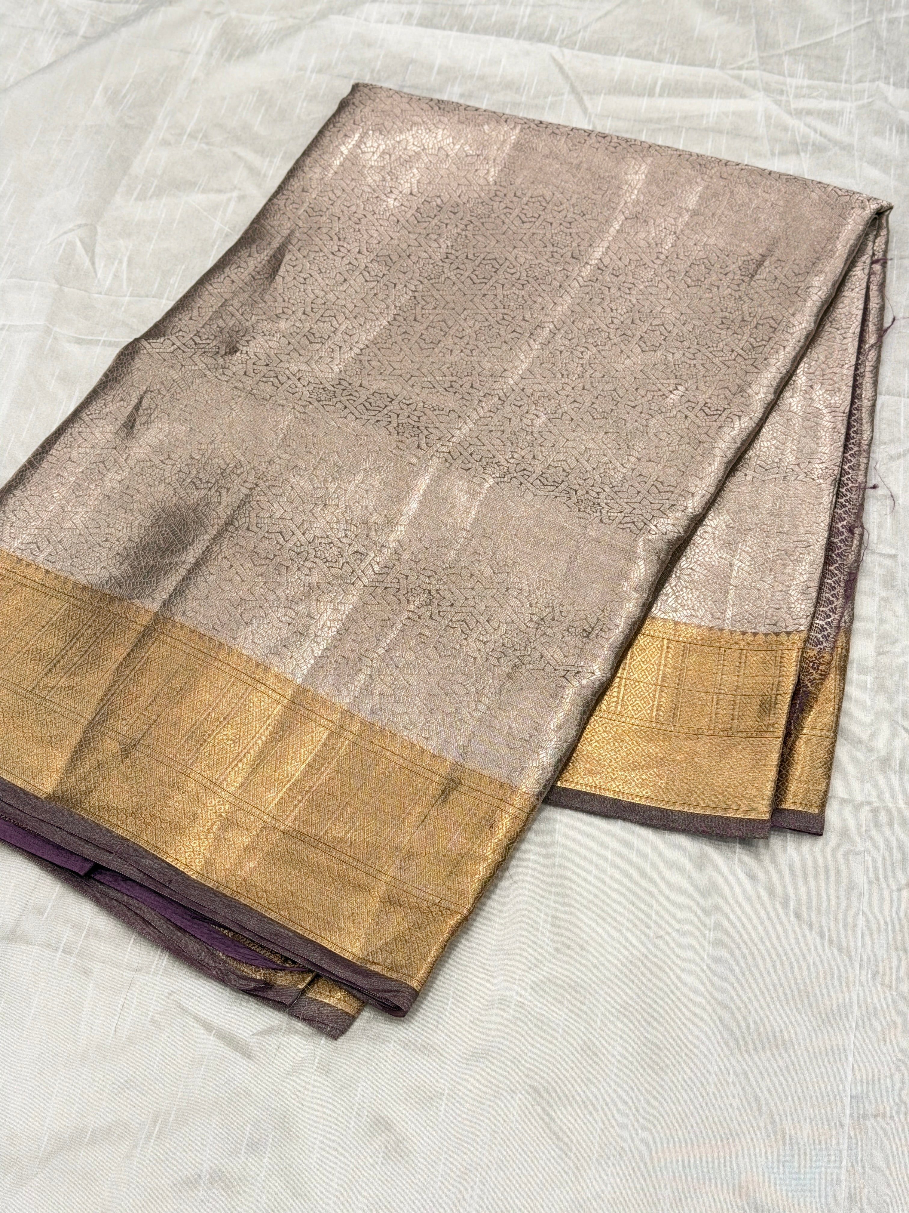 Purple Pure Woven Double Tissue Brocade Silk Saree