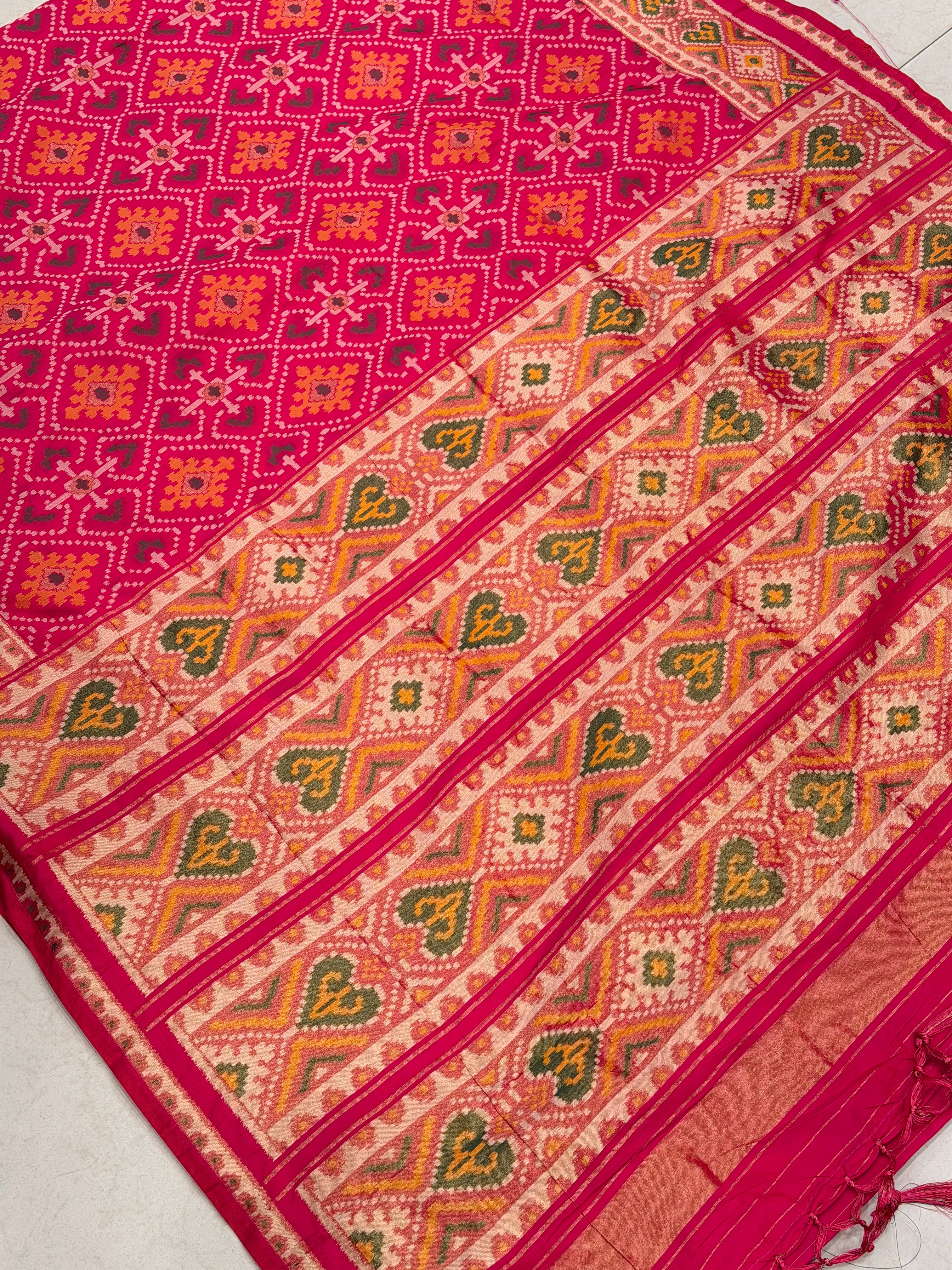 Rani Pink Ratan Chowk Semi Silk Weaved Patan Patola Saree