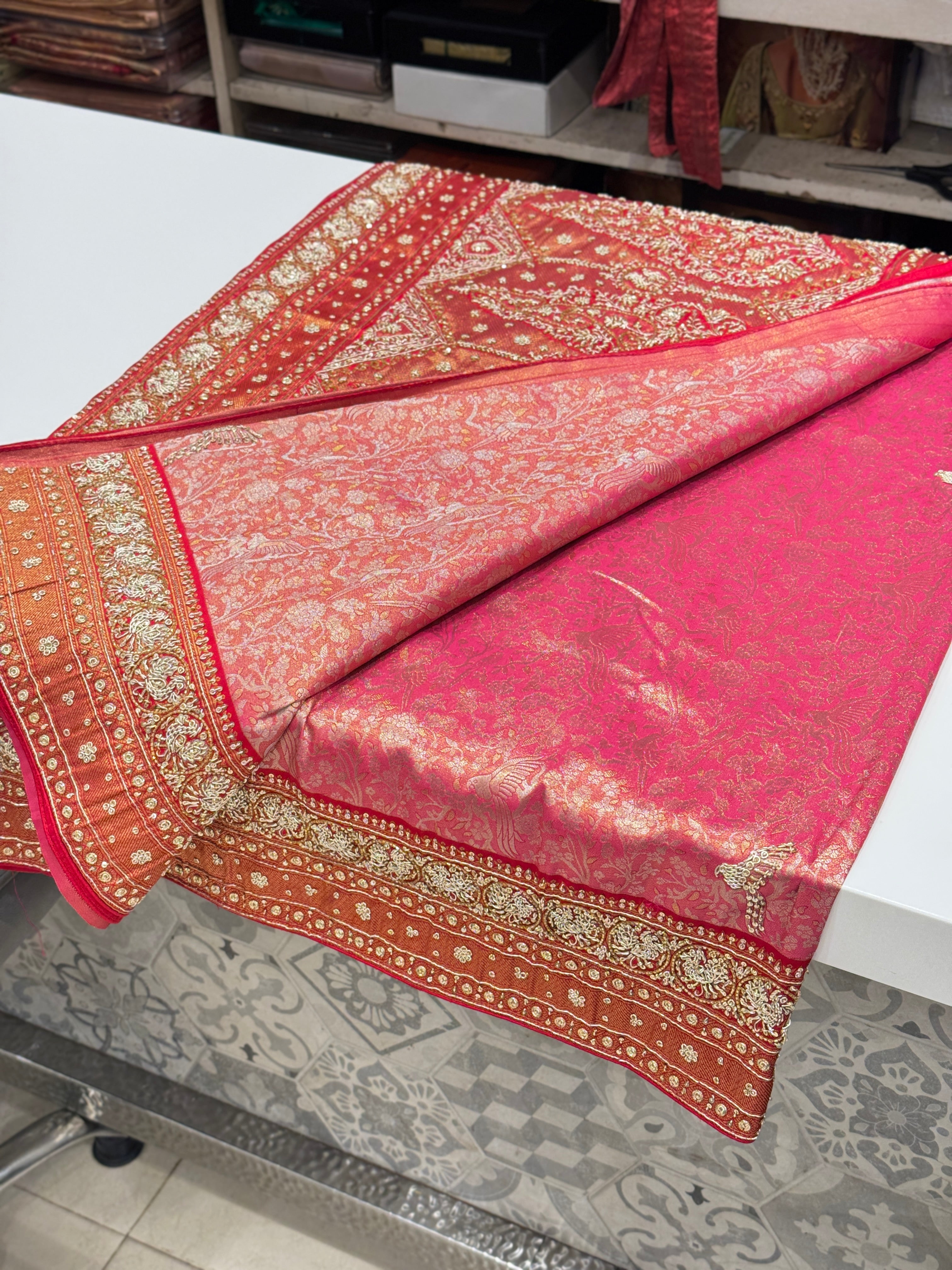 Crimson Kanjivaram Zardosi Hand Embroidery Saree