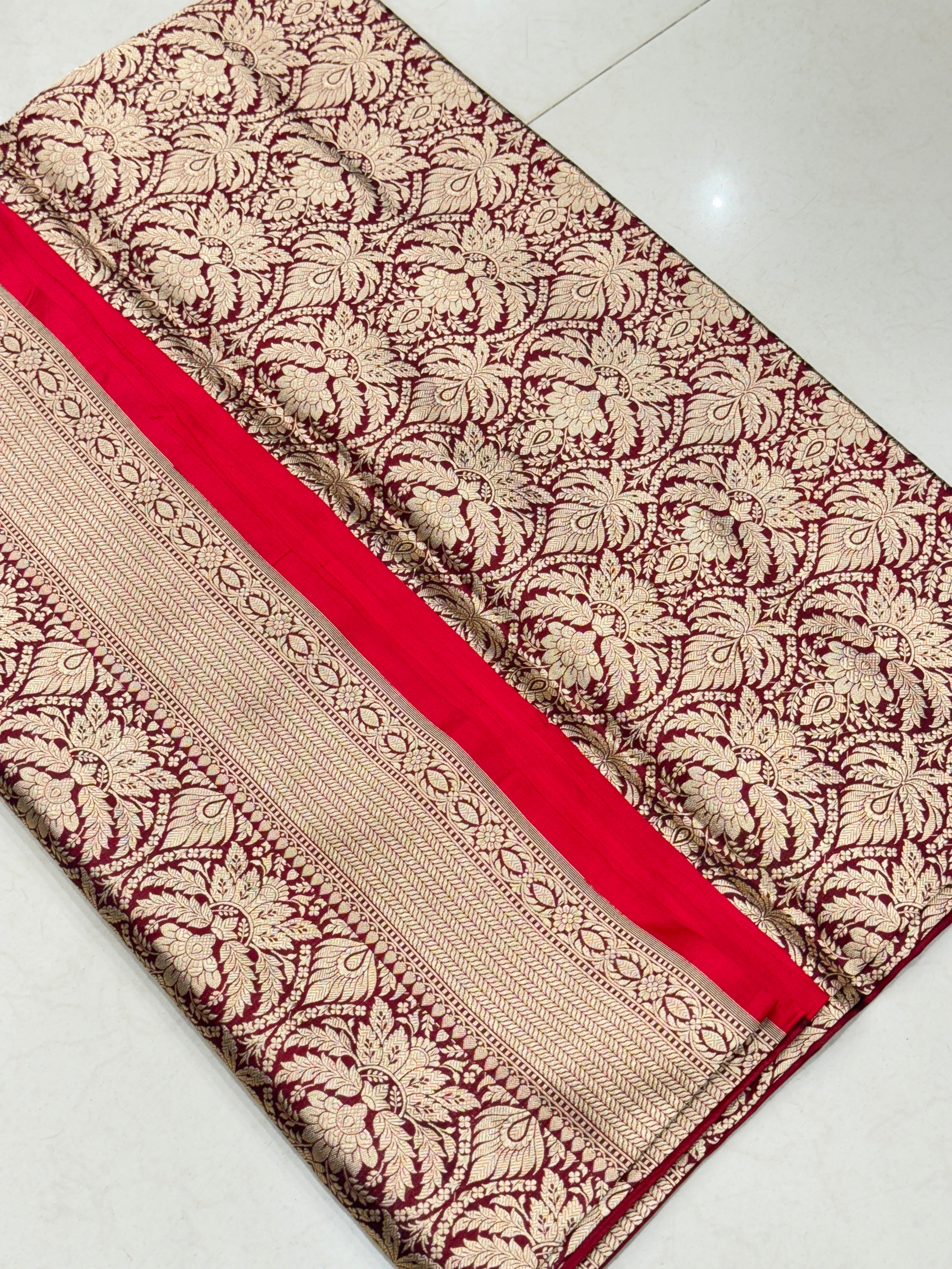 Maroon Jhanvi Kapoor Inspired Handloom Banarasi Katan Silk Saree