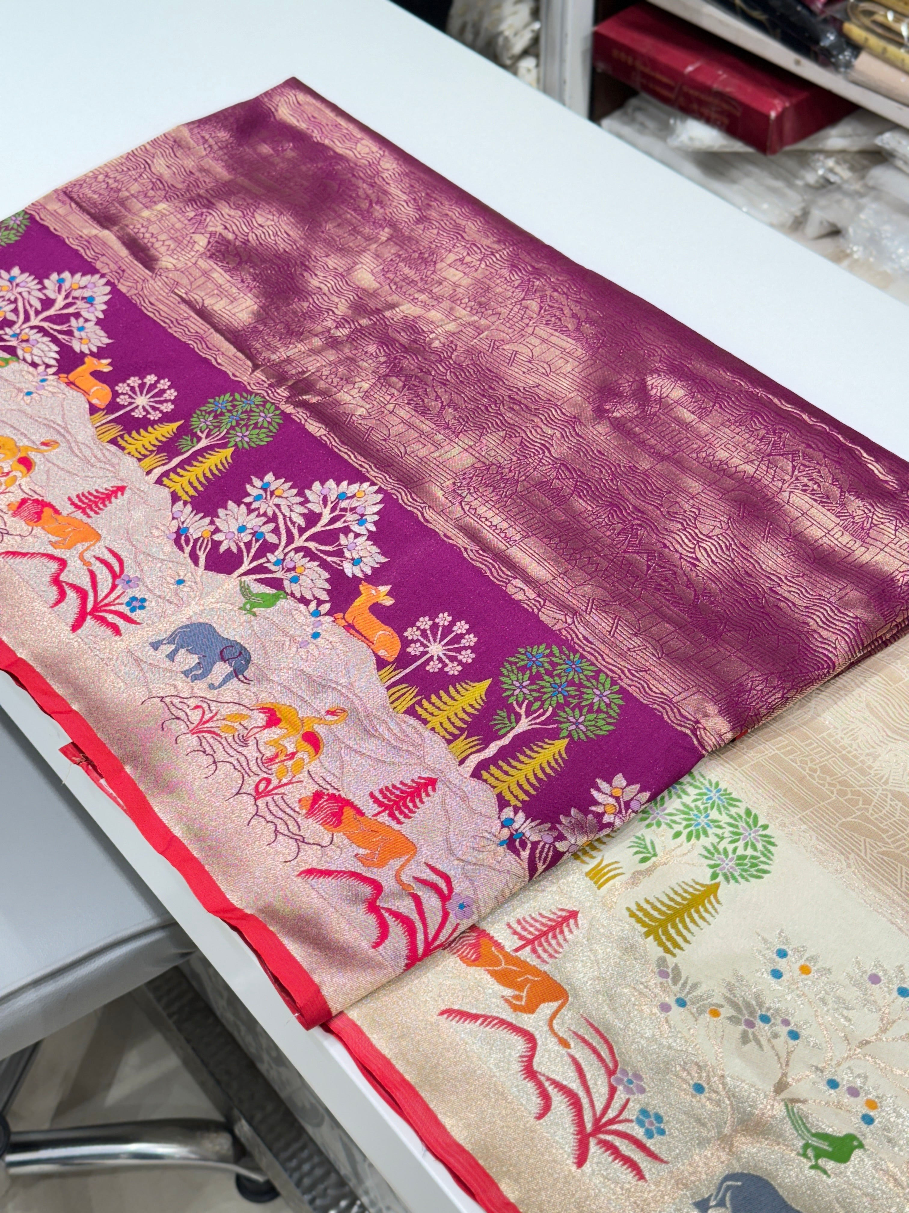 Wine Banarasi Ganga Ghat x Shikara Saree