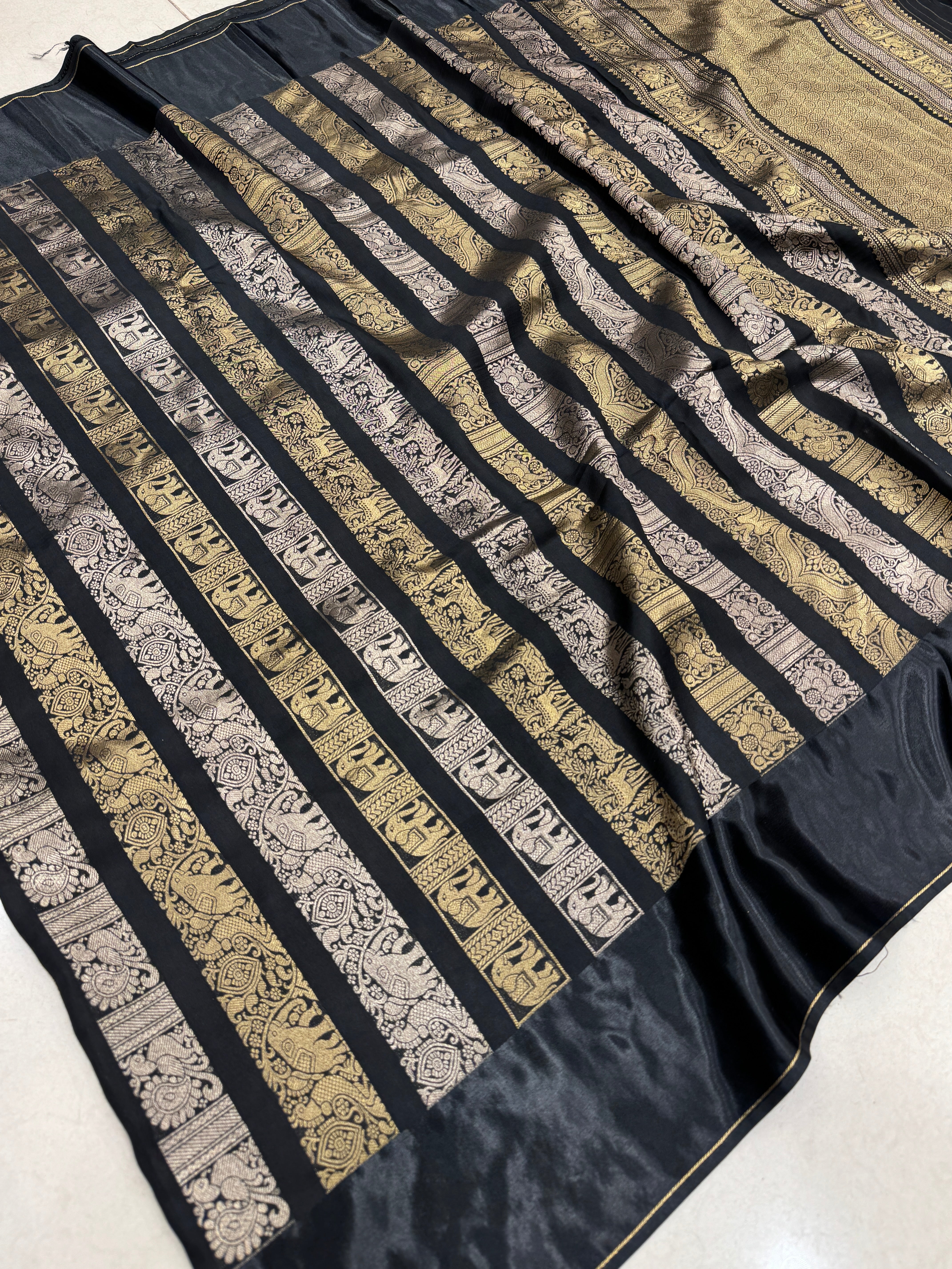 Nita Ambani Inspired Black Contemporary Banarasi Saree