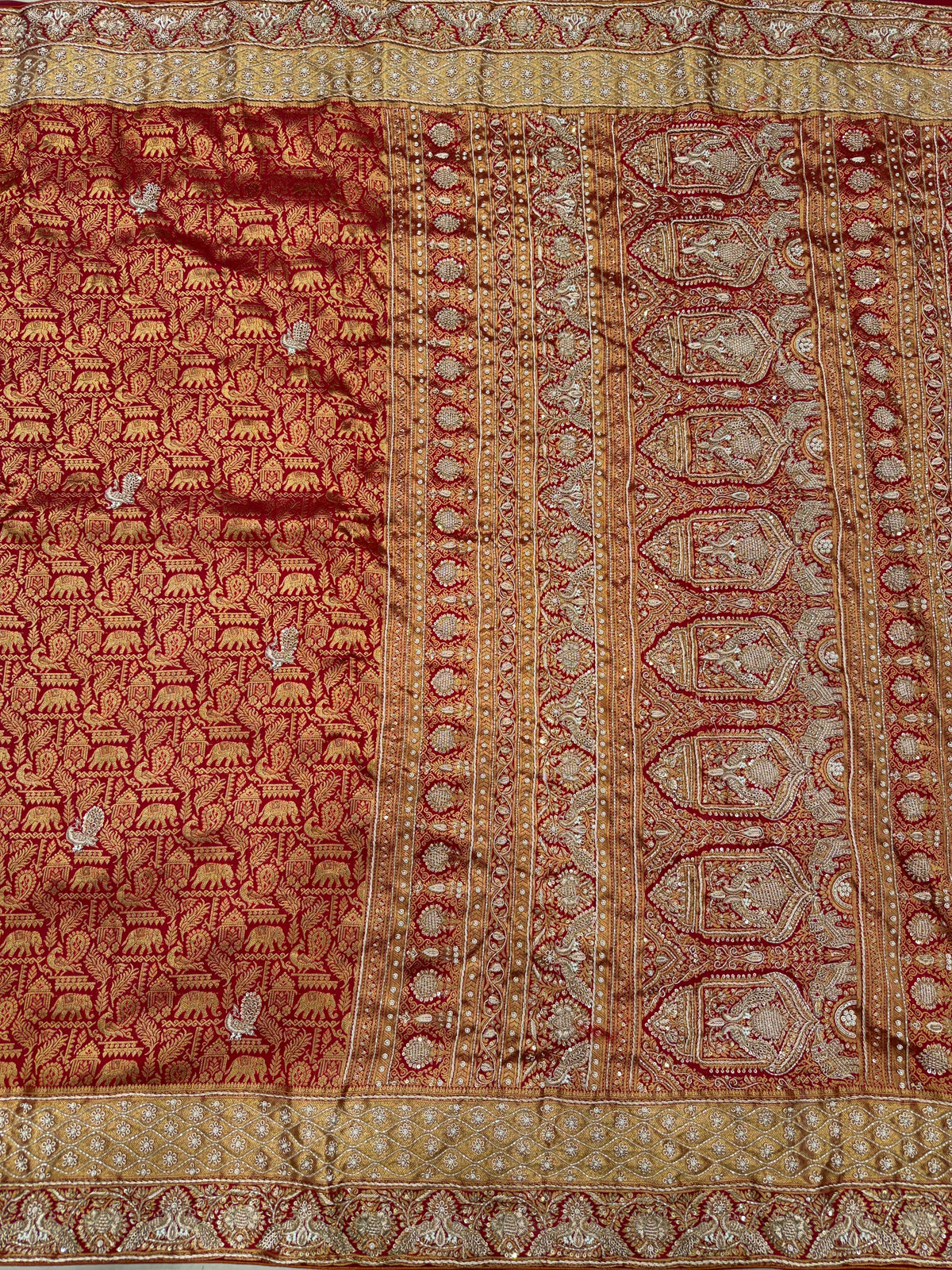 Maroon Kanjivaram Peacock Motifs Zardosi Hand Embroidery Saree
