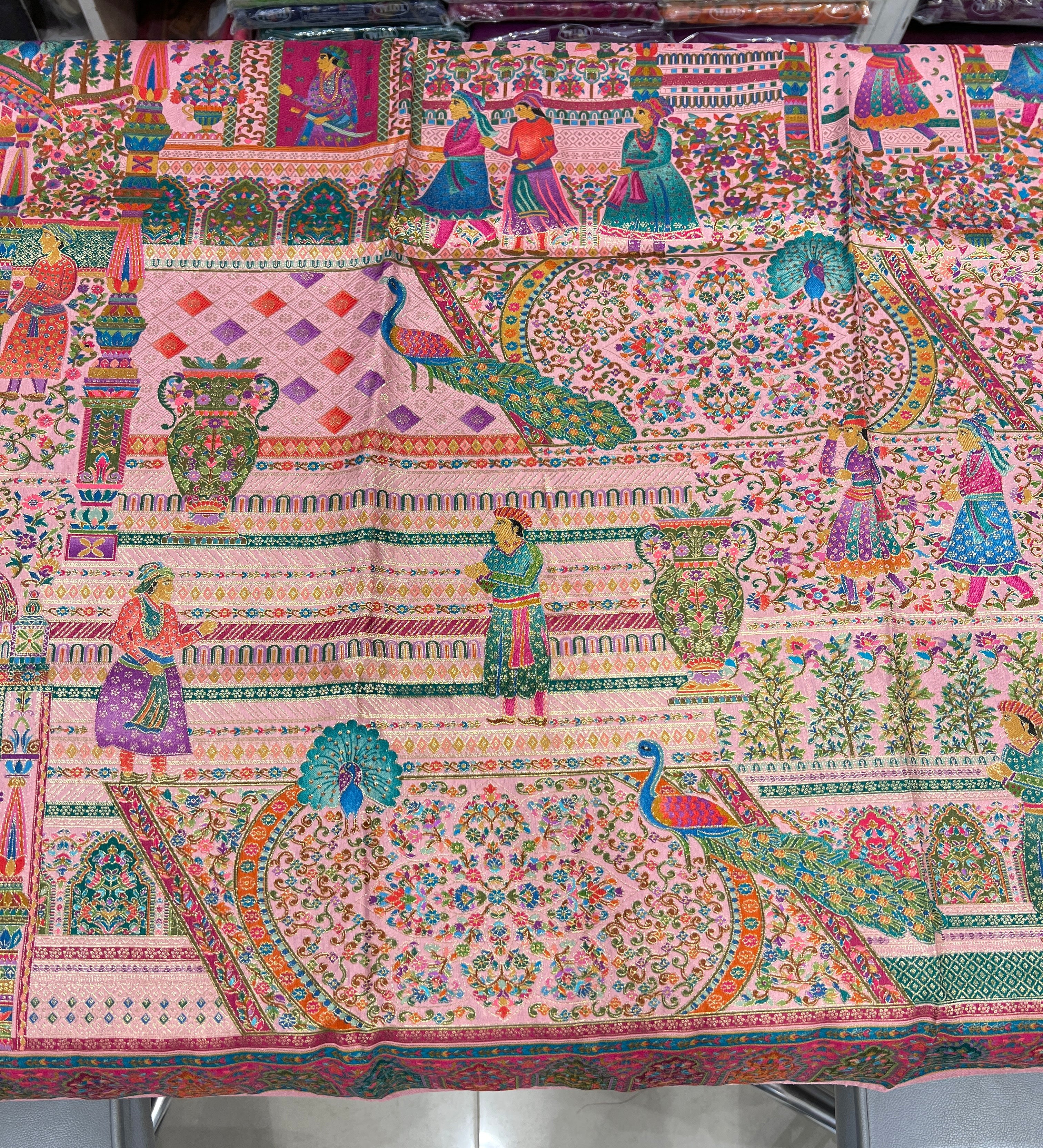 Baby Pink Pashmina Style Darbar Silk Saree